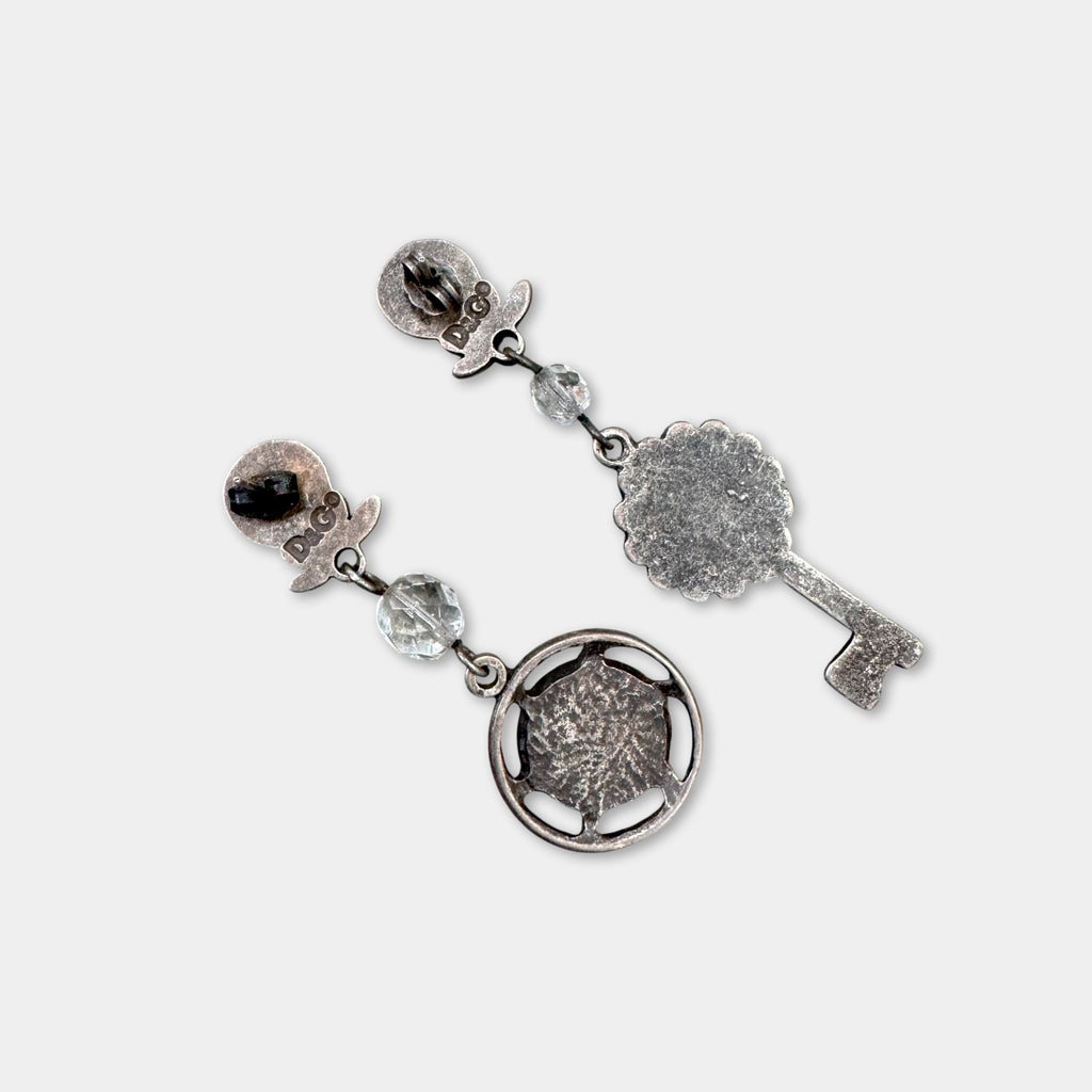 Dolce & Gabbana Vintage Antique Silver Key Earrings
