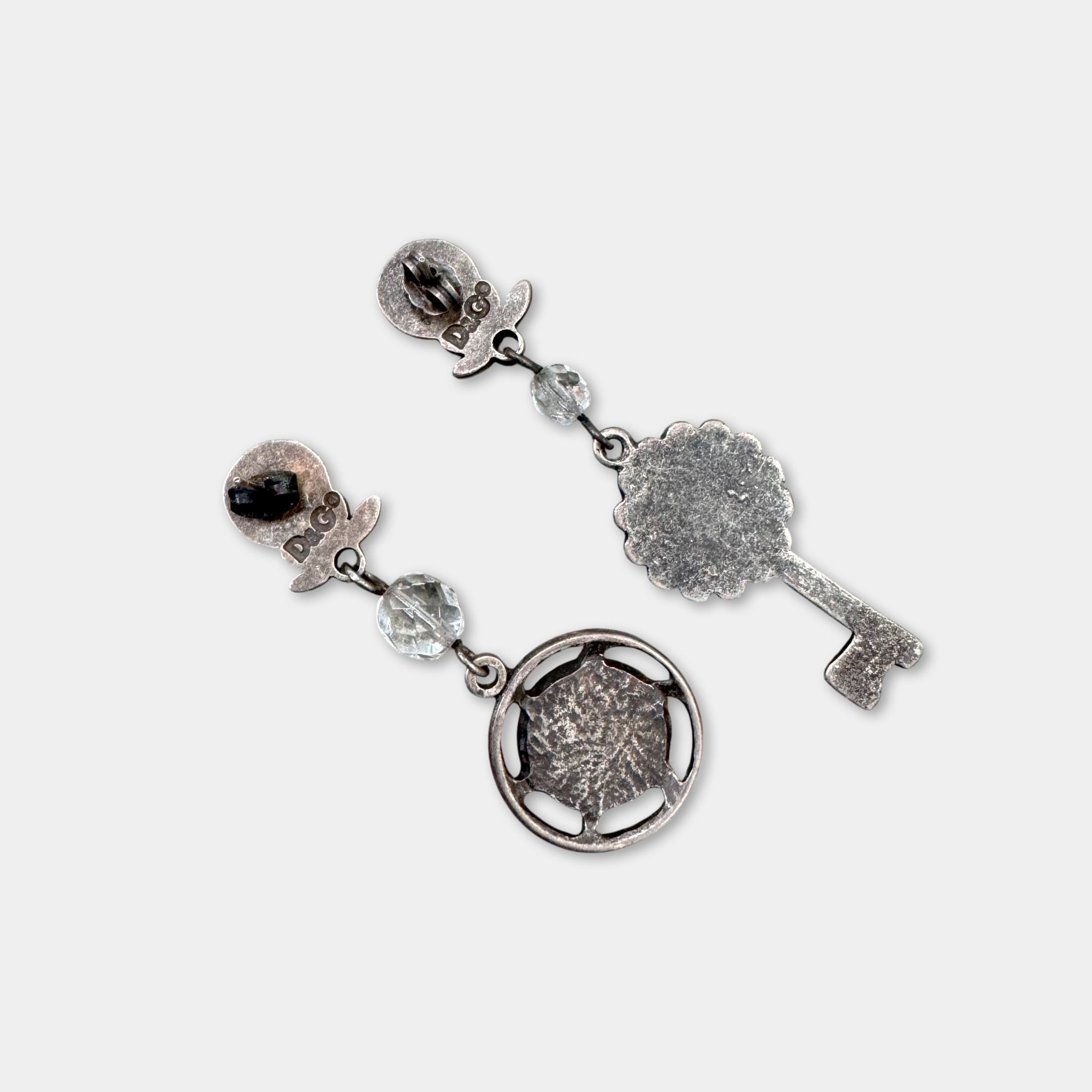 Dolce & Gabbana Vintage Antique Silver Key Earrings