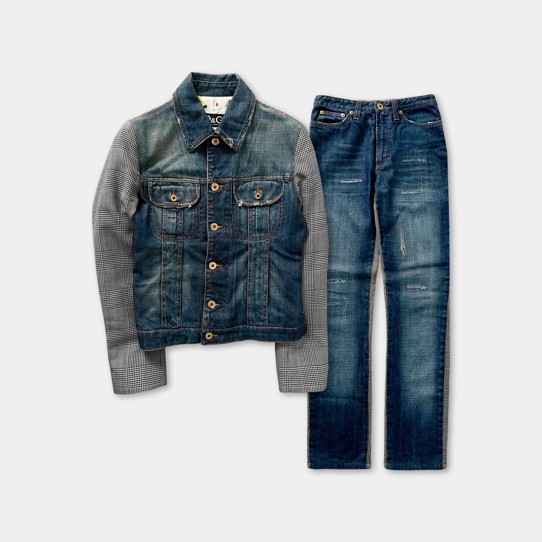 Dolce & Gabbana Checkered And Denim Matching Set