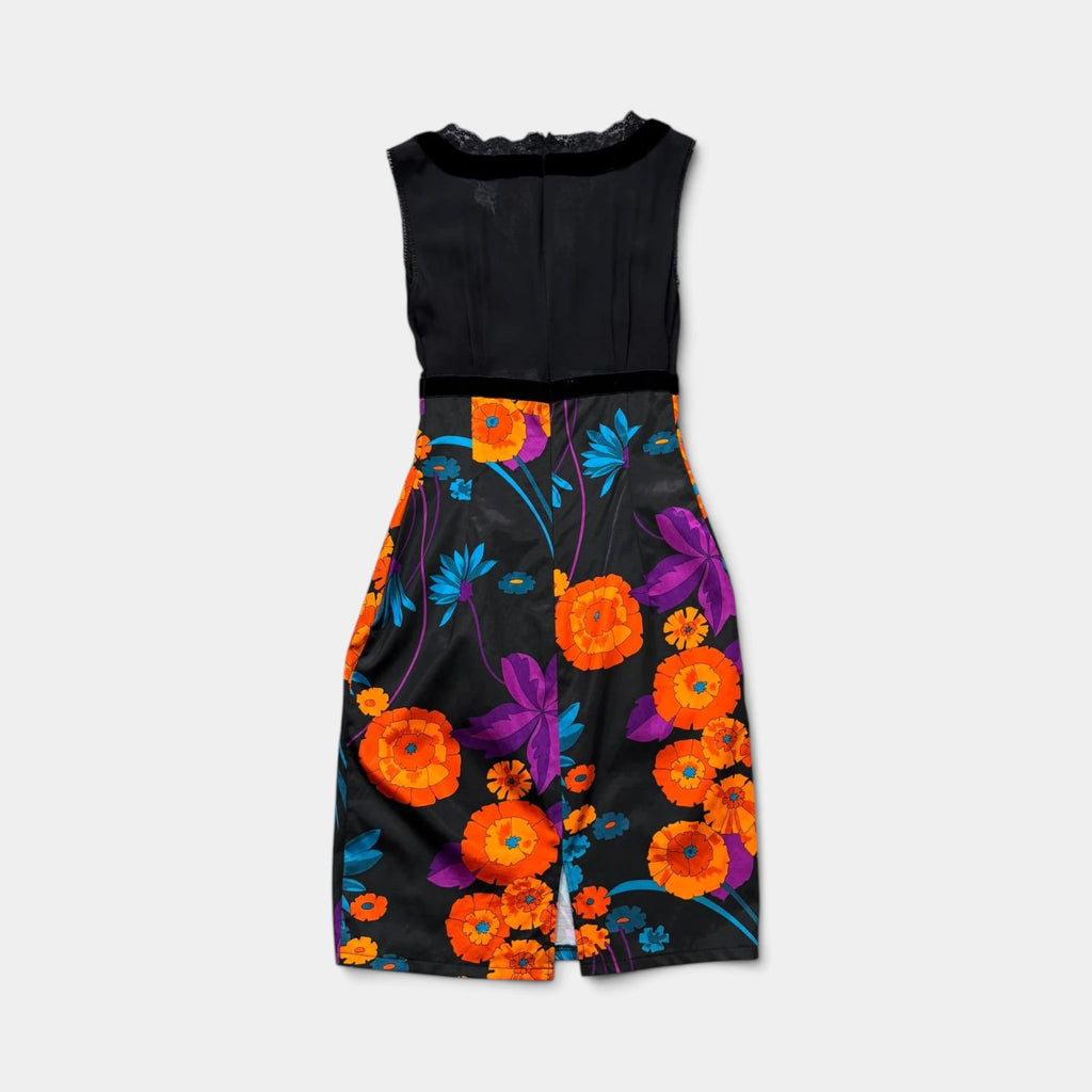 Dolce & Gabbana Floral Satin Lace-Trim Cocktail Dress