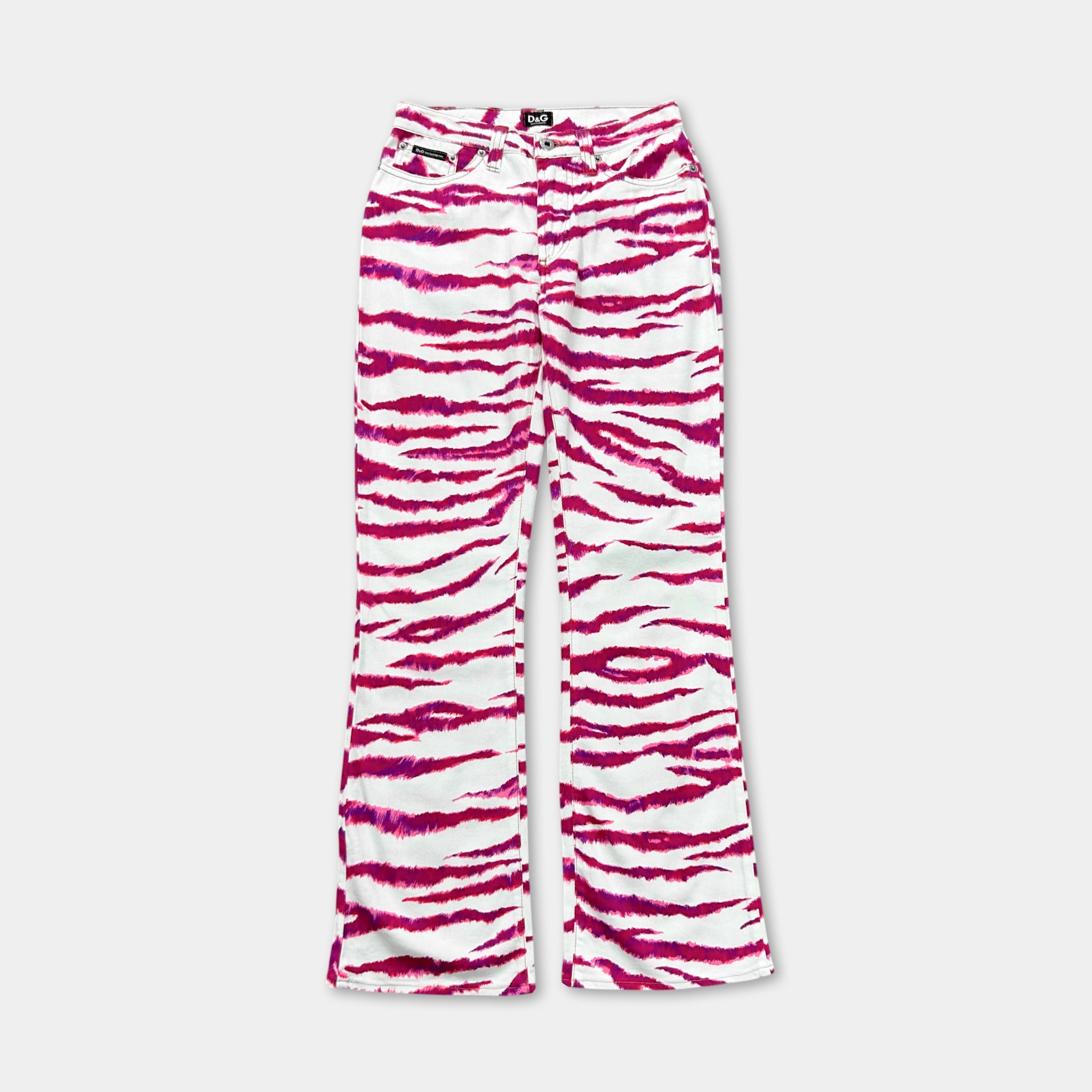 Dolce & Gabbana Pink Zebra Print Flare Jeans