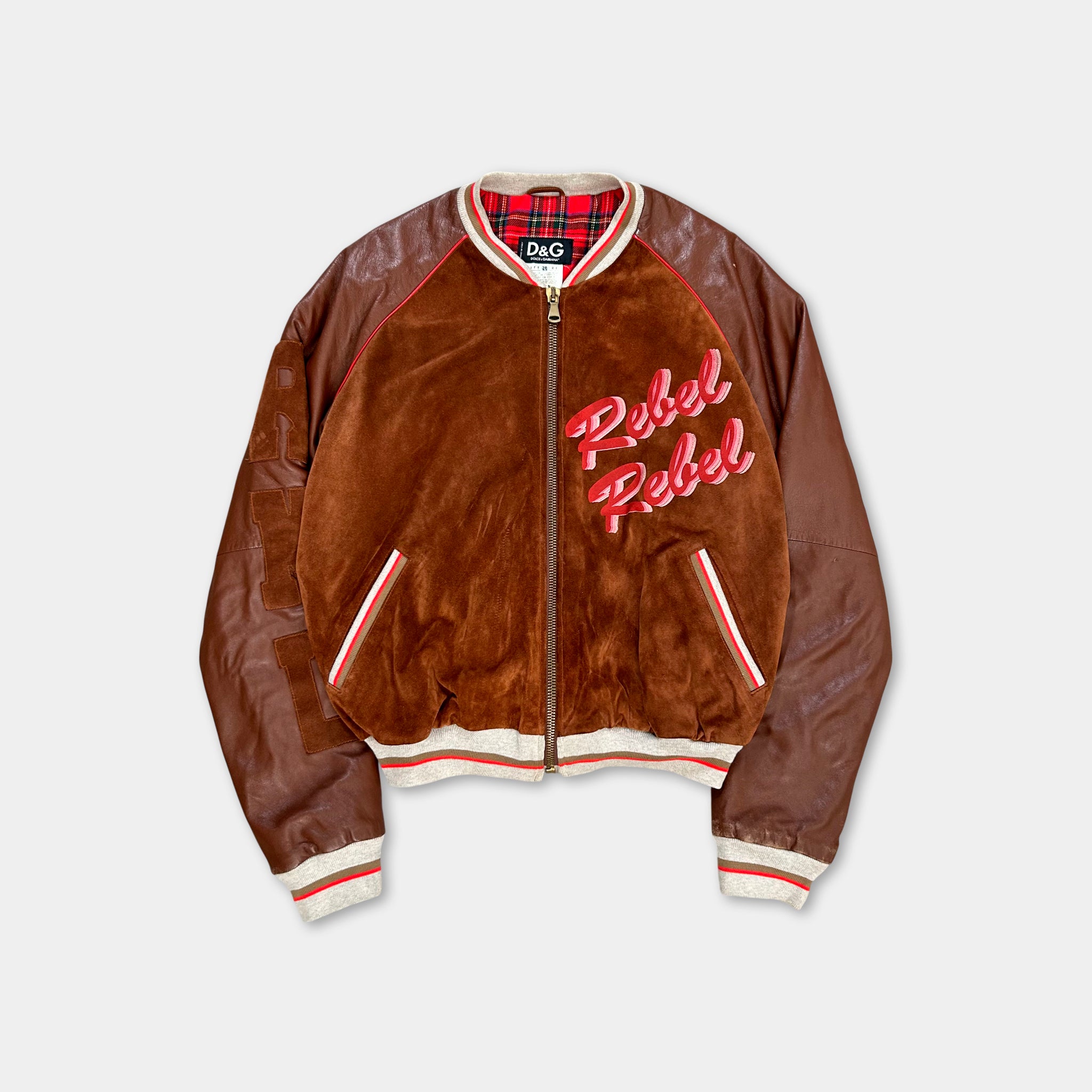 Dolce & Gabbana Leather Suede Brown Varsity Jacket