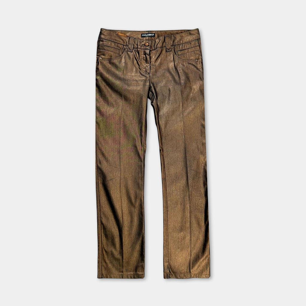Dolce & Gabbana Metallic Gold Straight Leg Pants