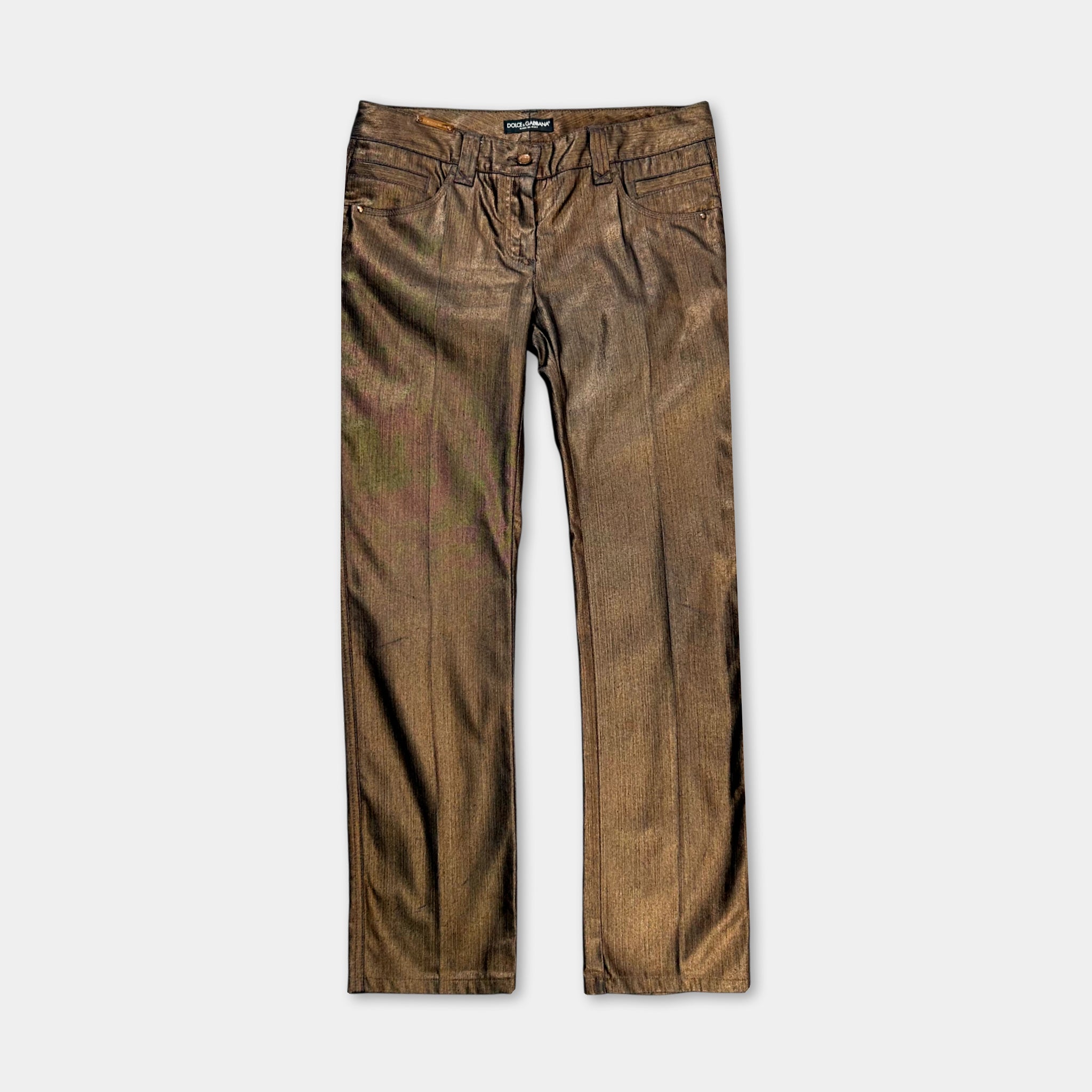 Dolce & Gabbana Metallic Gold Straight Leg Pants