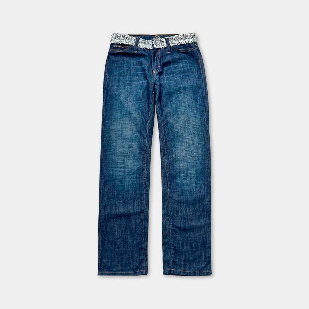 Dolce & Gabbana 2000's Sequined Straight Cut Jeans