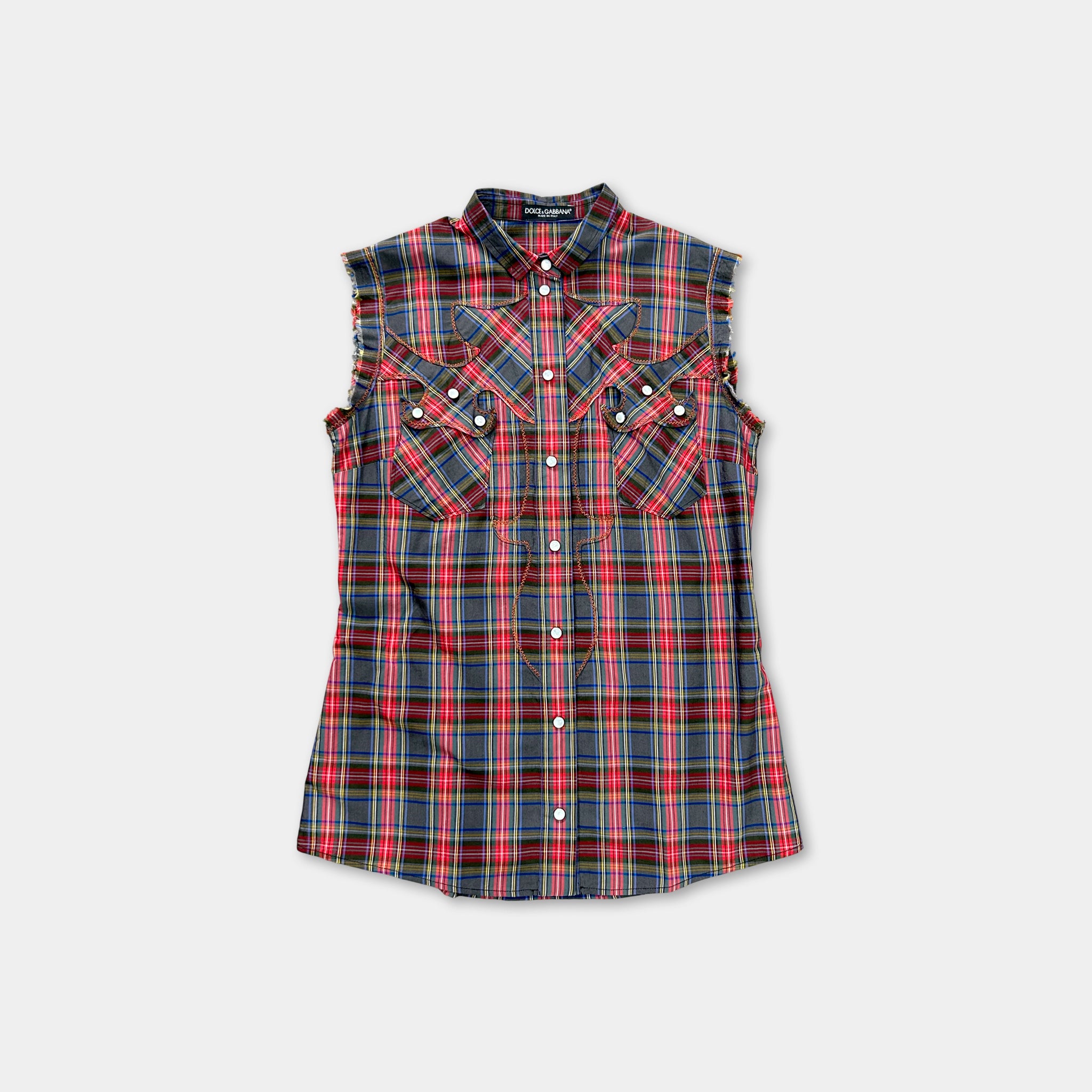 Dolce & Gabbana Western Style Tartan Pattern Shirt