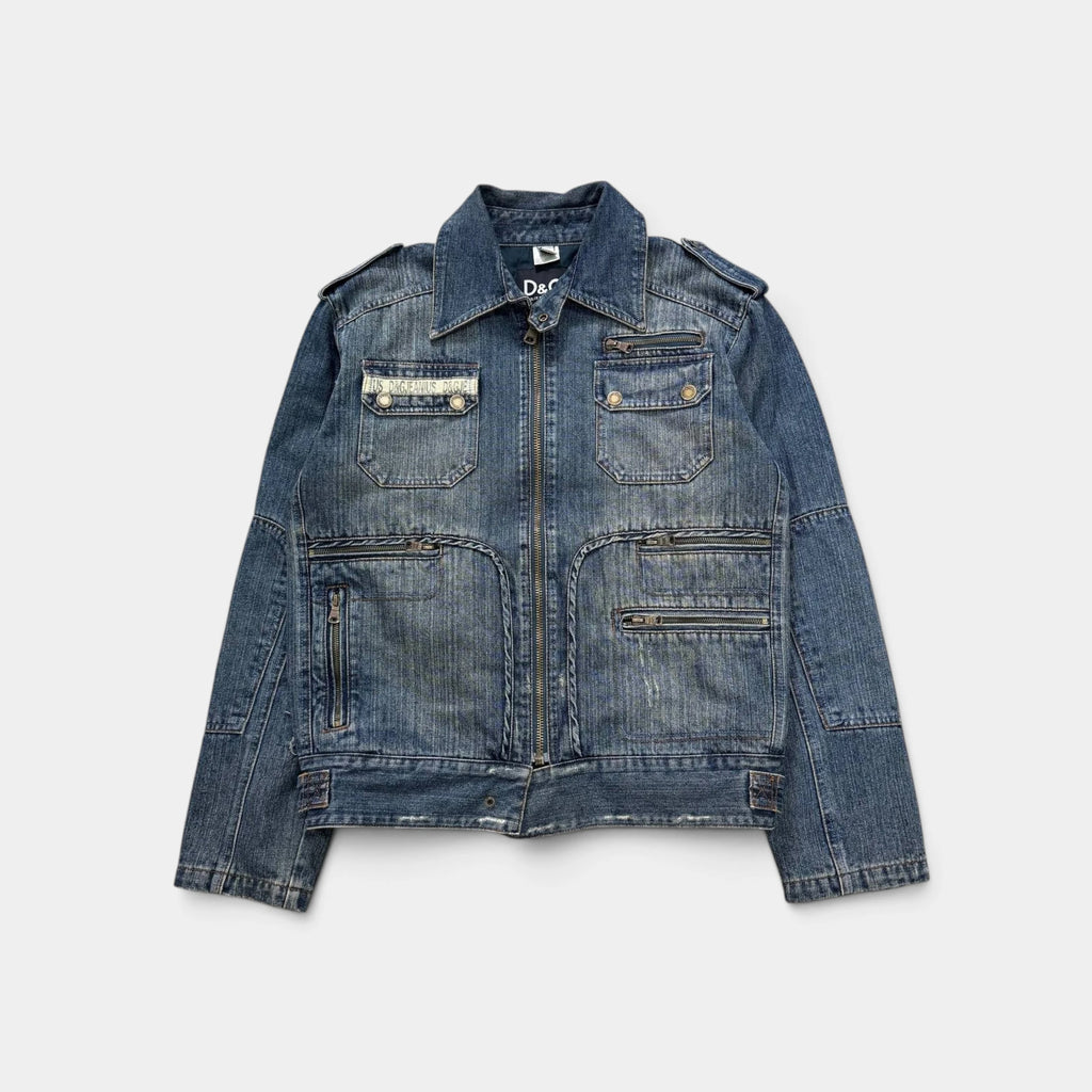 Dolce & Gabbana 2000s Heavy Wash Denim Jacket Blue