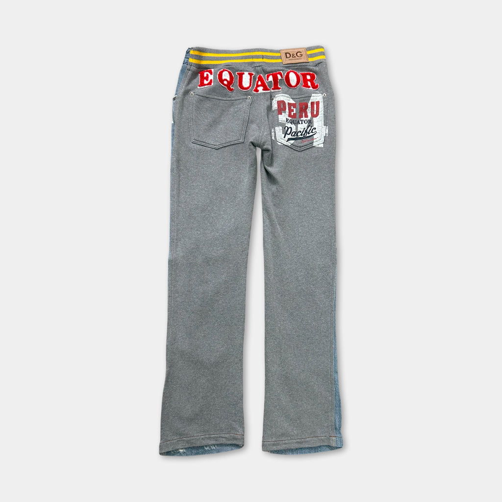 Dolce & Gabbana Hybrid Distressed Denim and Fleece Pants