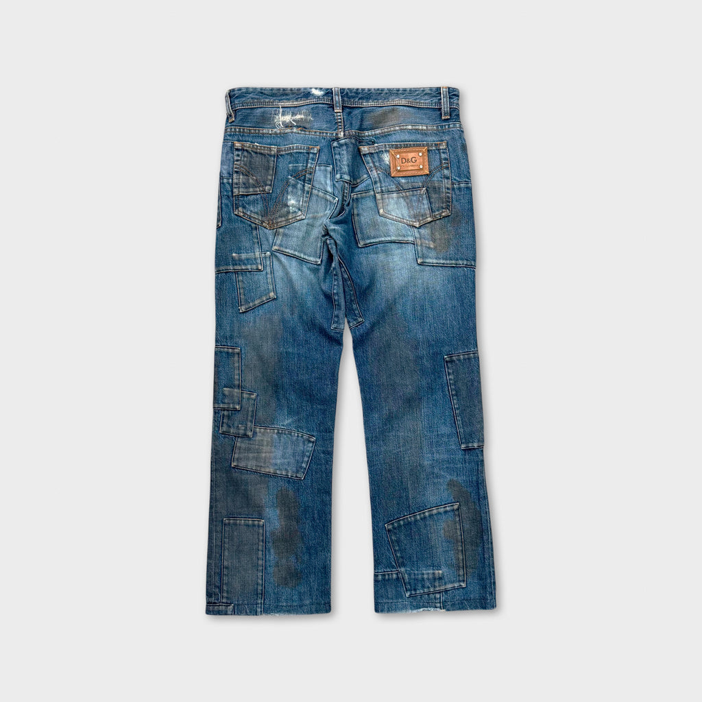 Dolce & Gabbana Distressed Patchwork Mud-Wash Jeans