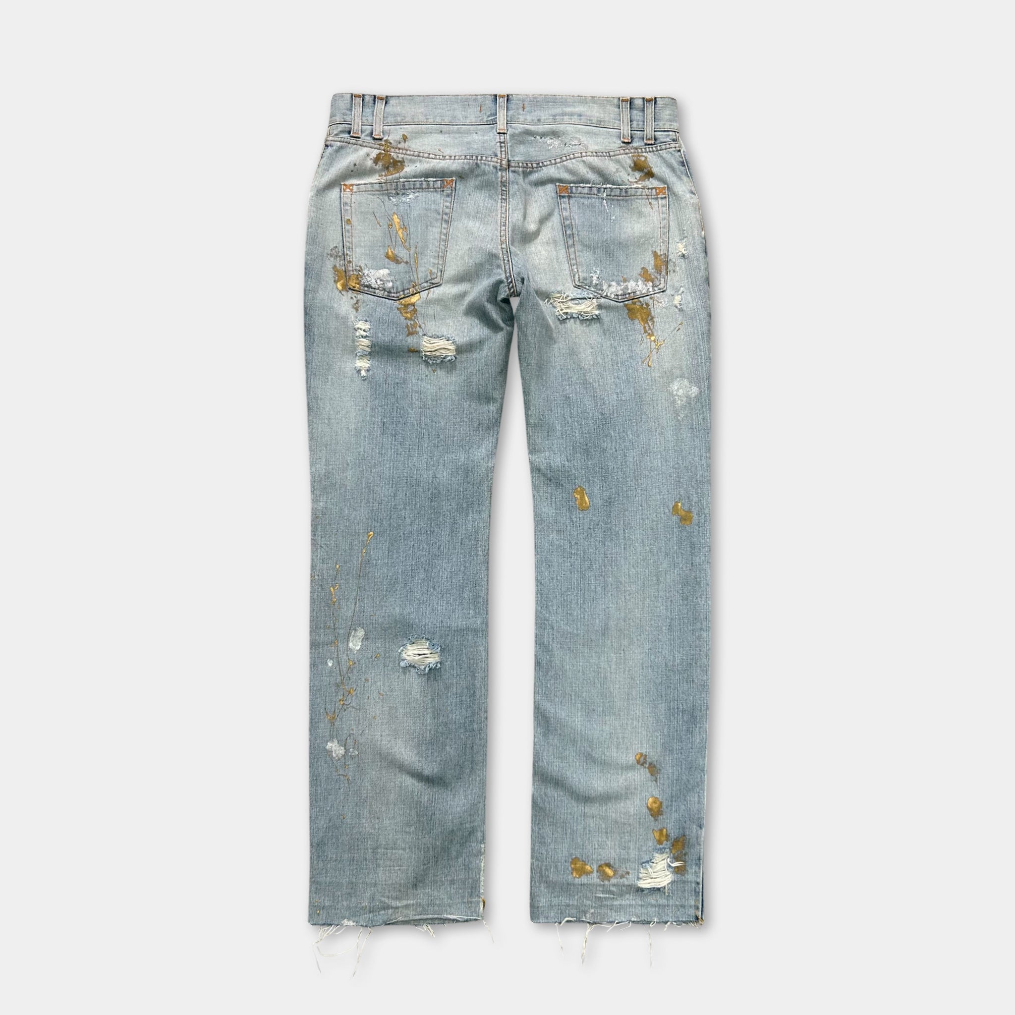 Dolce & Gabbana Gold Paint Splatter Denim Jeans