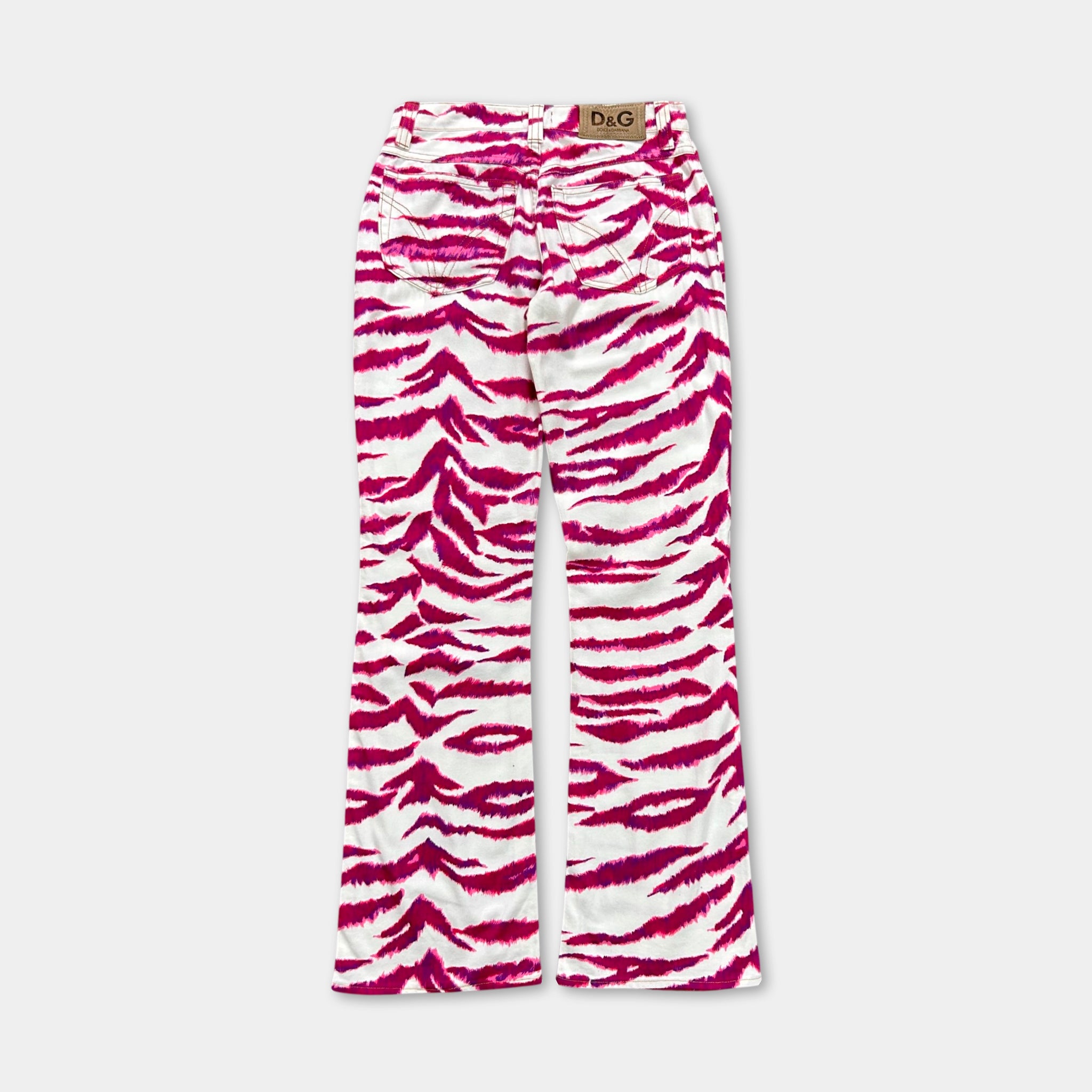 Dolce & Gabbana Pink Zebra Print Flare Jeans