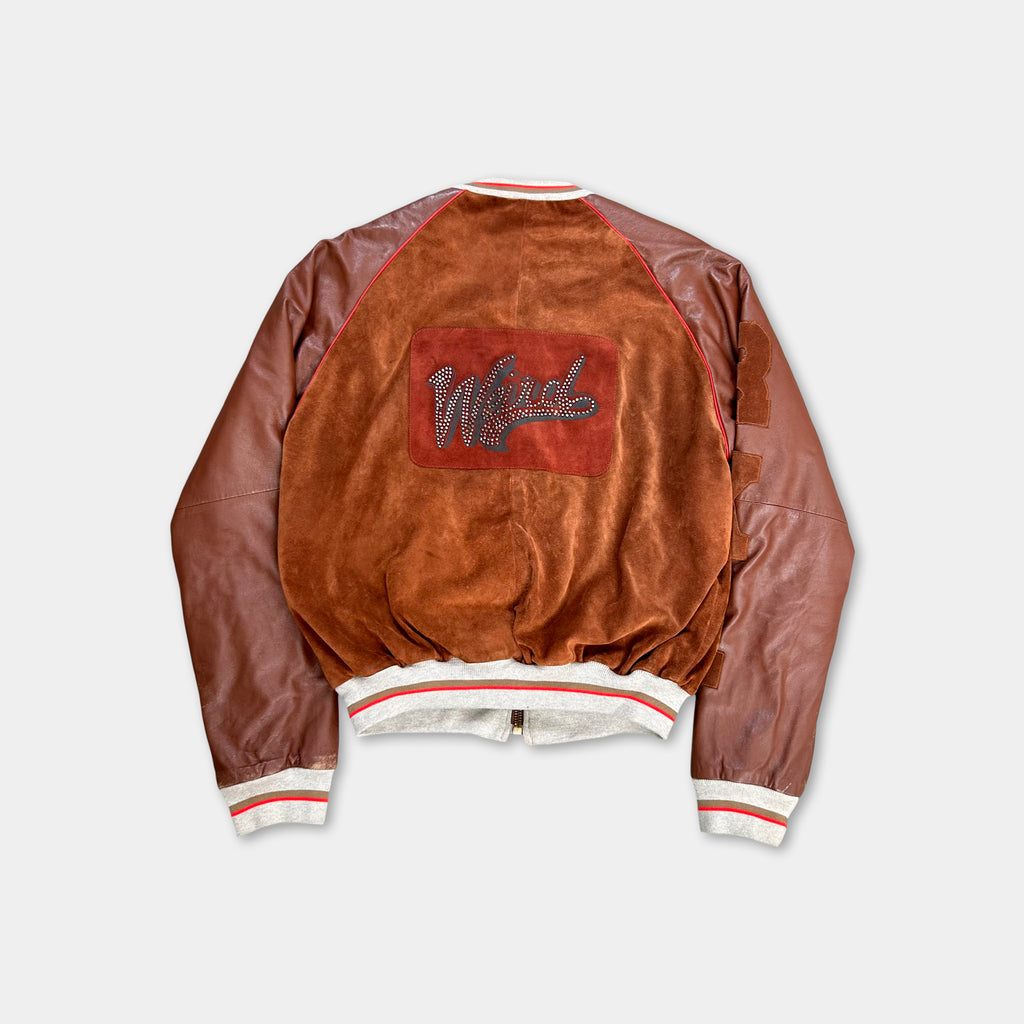 Dolce & Gabbana Leather Suede Brown Varsity Jacket