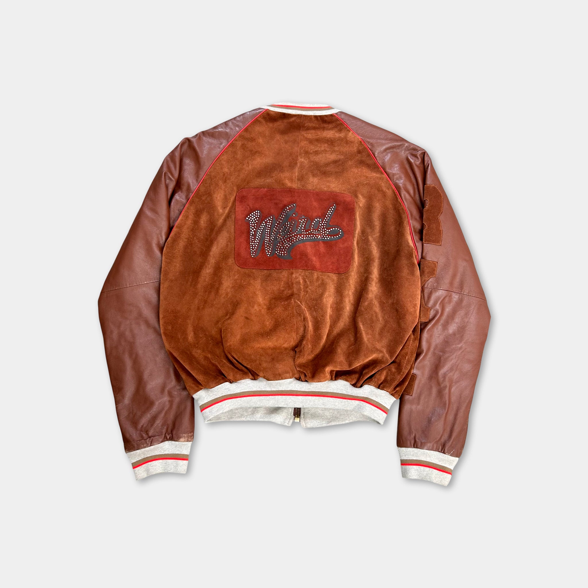 Dolce & Gabbana Leather Suede Brown Varsity Jacket