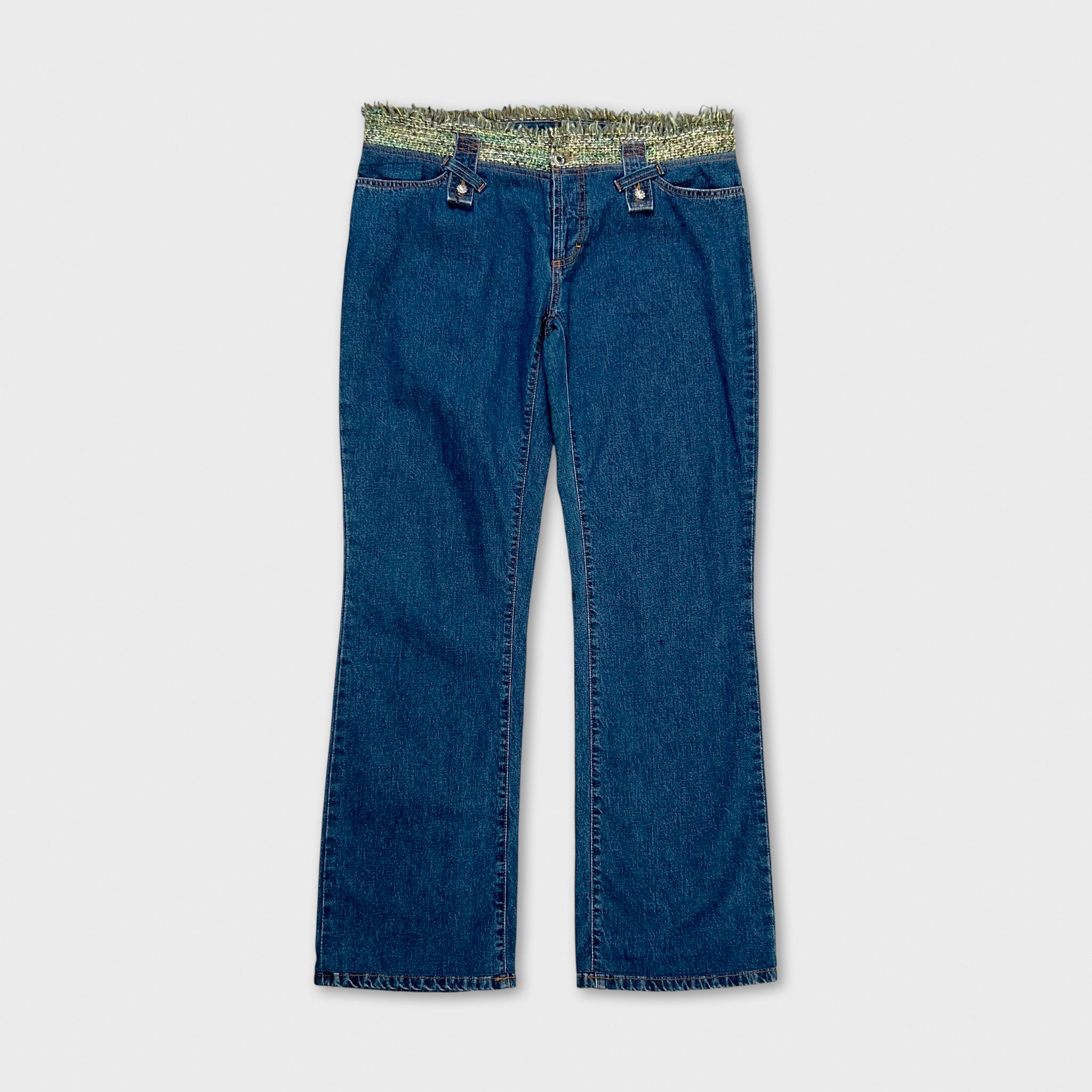 Dolce & Gabbana Green Tweed Denim Pants
