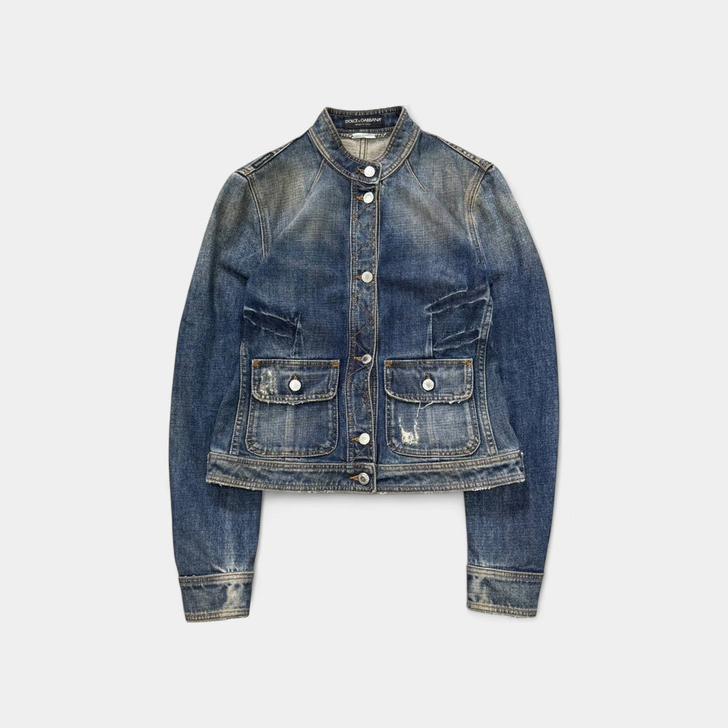 Dolce & Gabbana 2000s Distressed Washed Denim Jacket