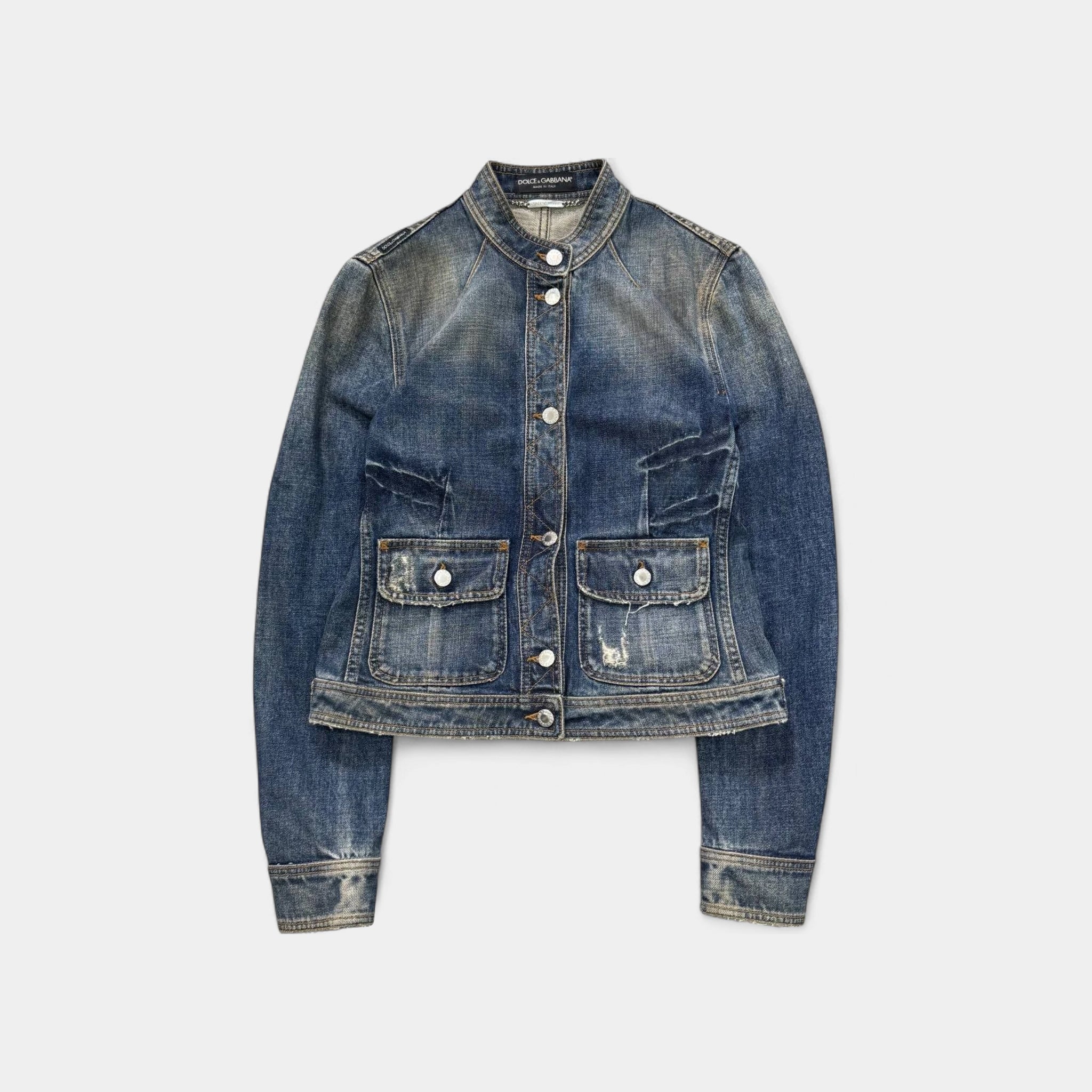 Dolce & Gabbana 2000s Distressed Washed Denim Jacket