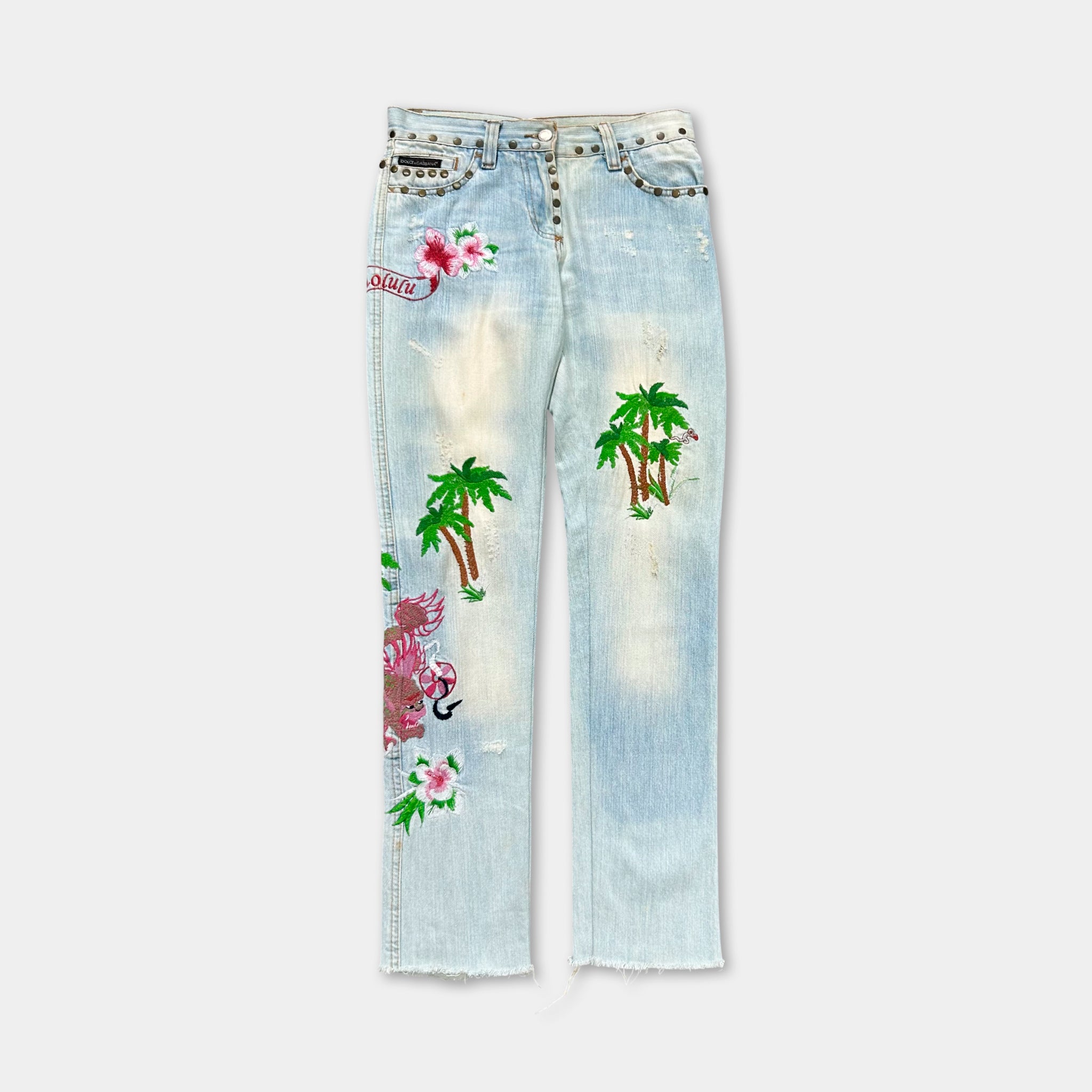 Dolce & Gabbana SS06 "Honolulu" Embroidered Skinny Jeans