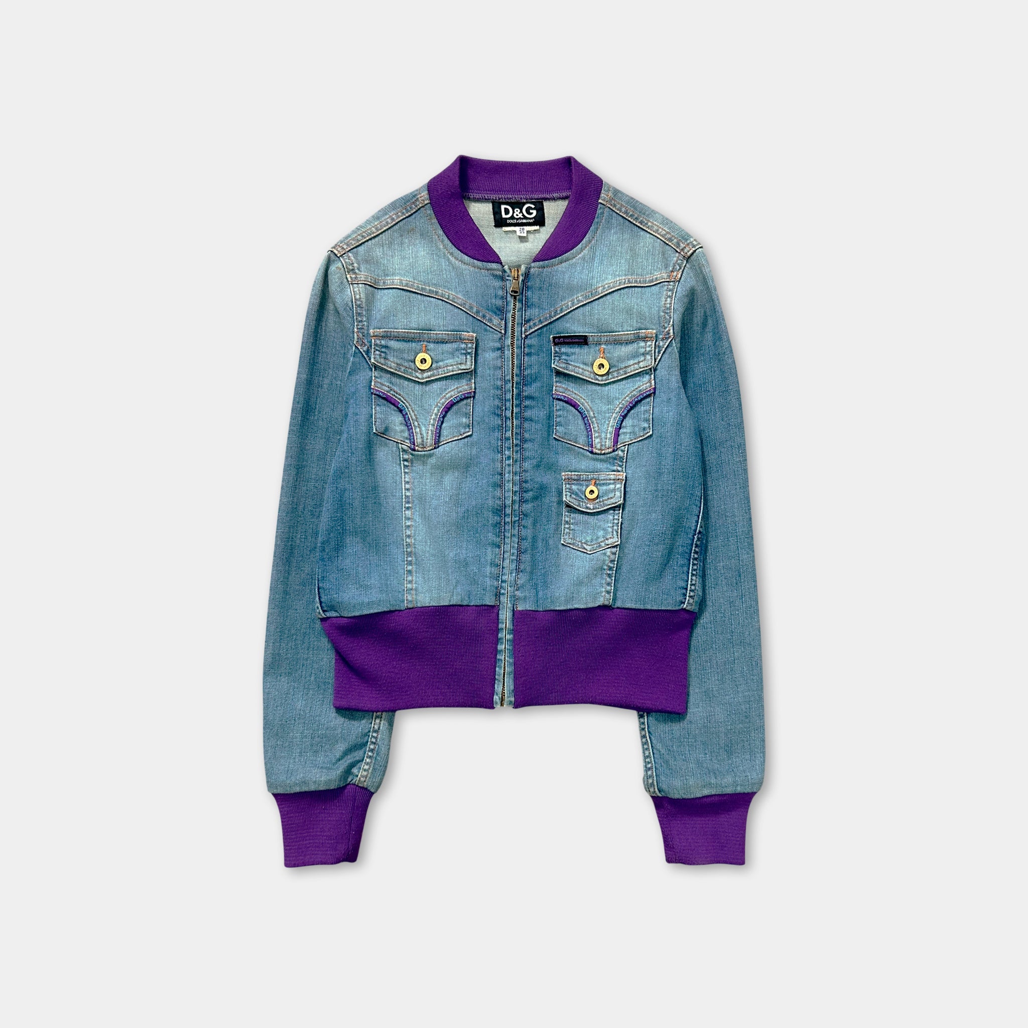 Dolce & Gabbana 2000's Denim Purple Bomber Jacket