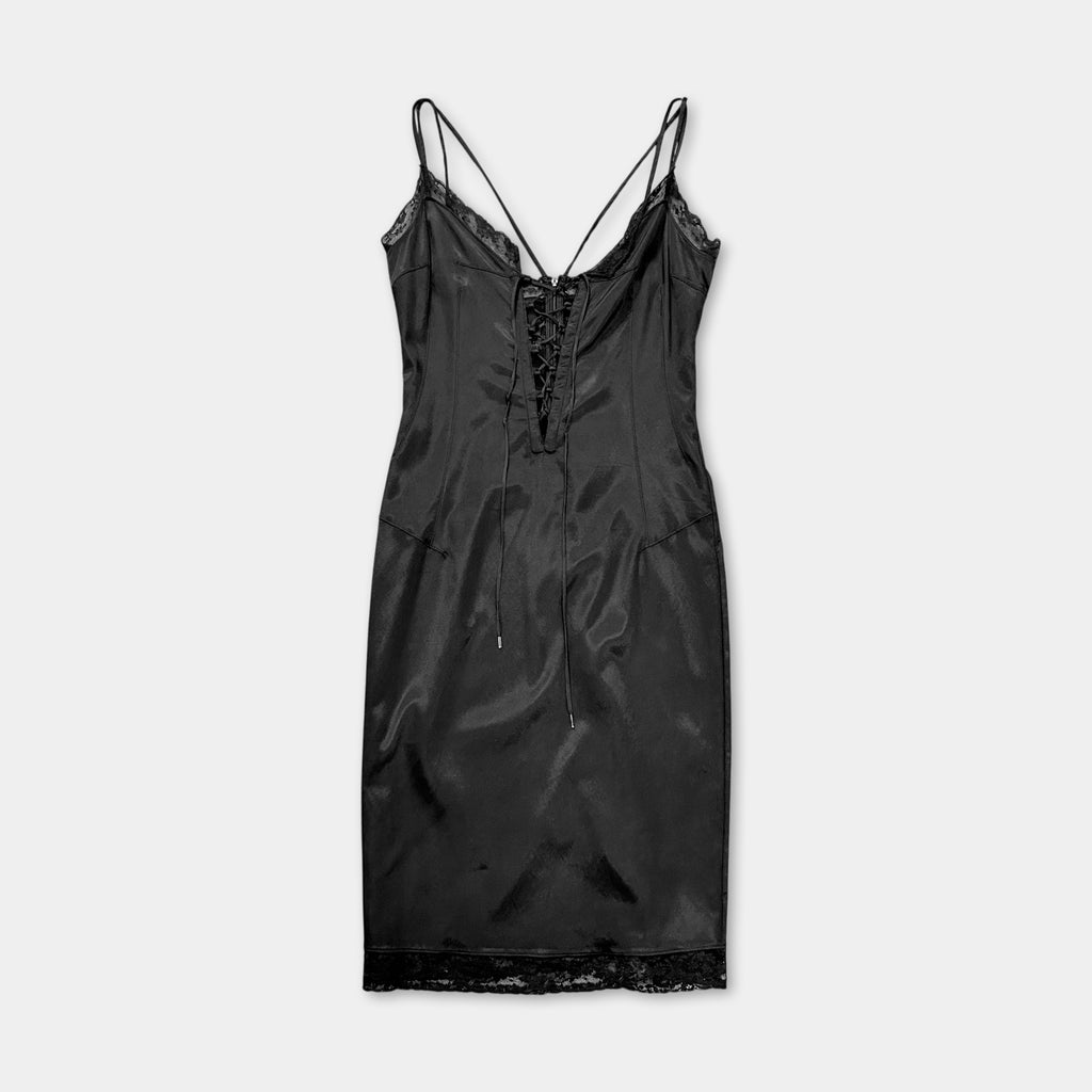 Dolce & Gabbana 2001 Corset Lace Up Black Dress