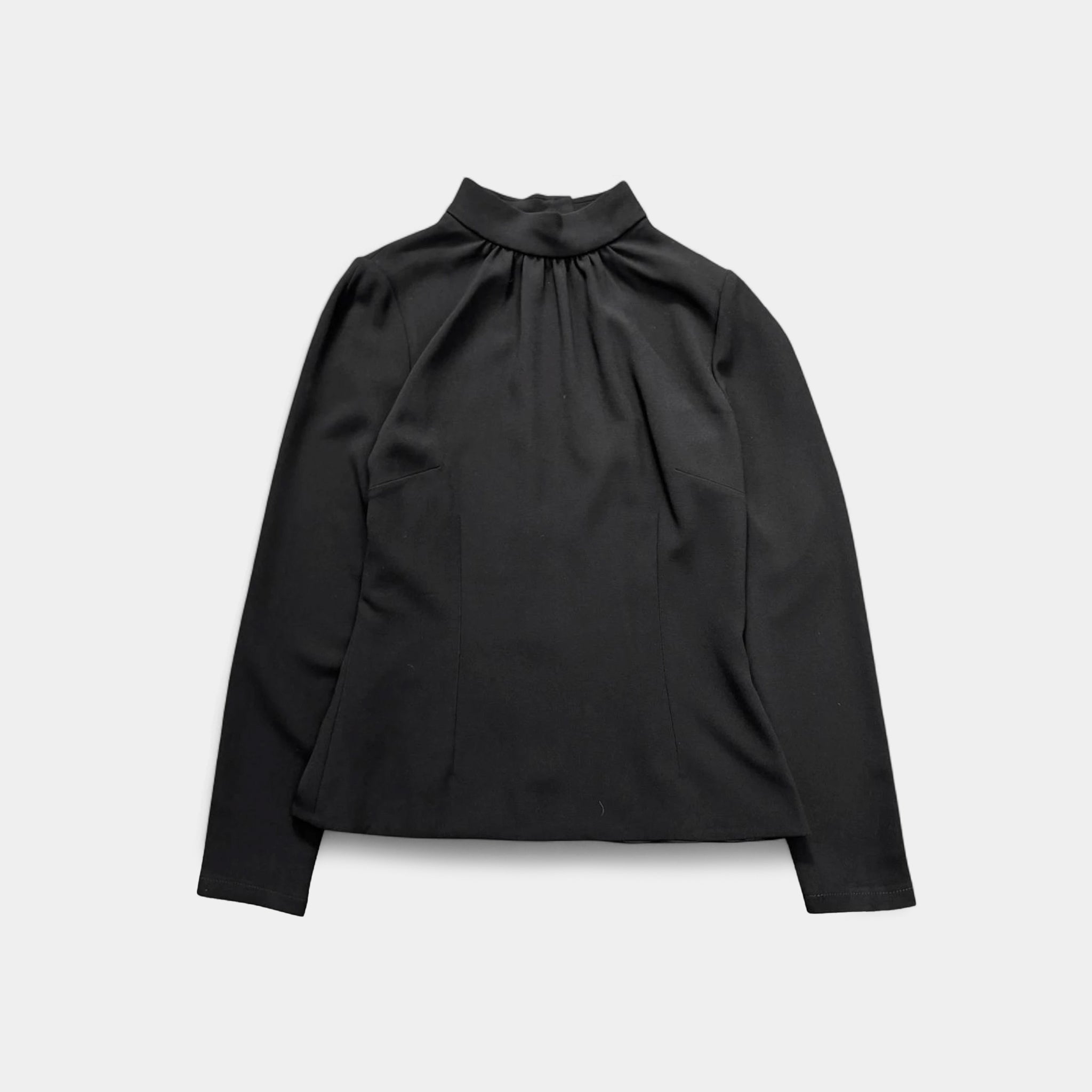 Dolce & Gabbana Black Stand Collar Longsleeve Blouse