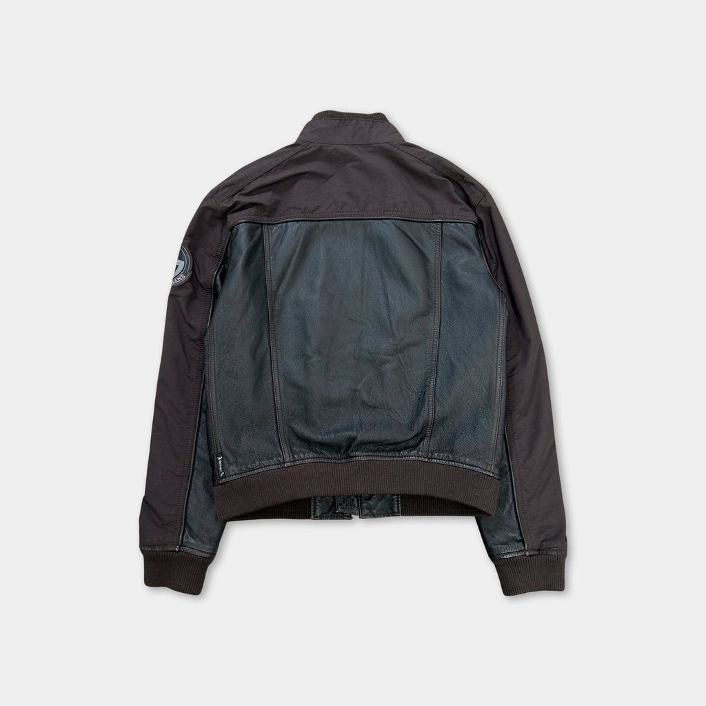 Armani Jeans Leather Nylon Multipocket Cargo Jacket