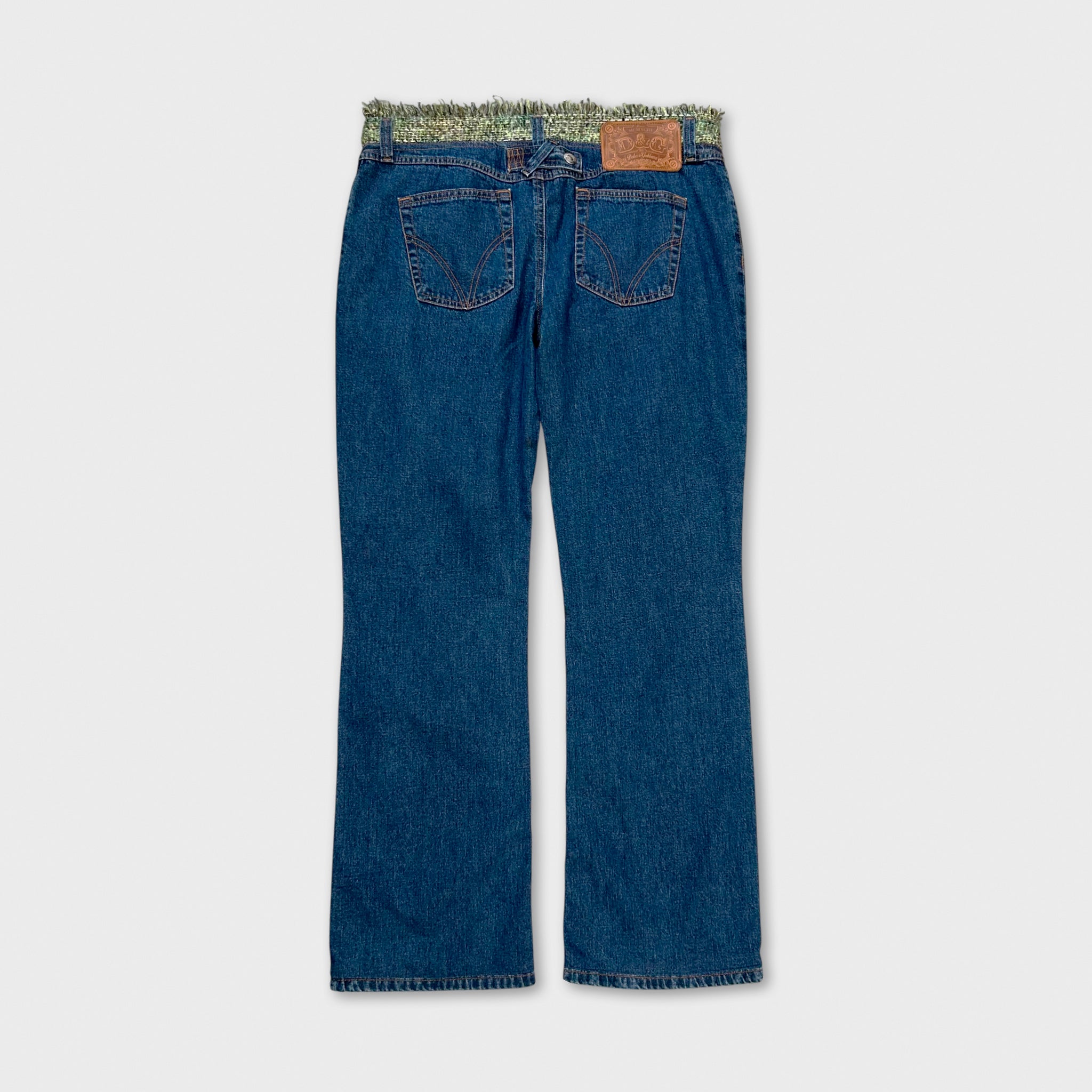 Dolce & Gabbana Green Tweed Denim Pants