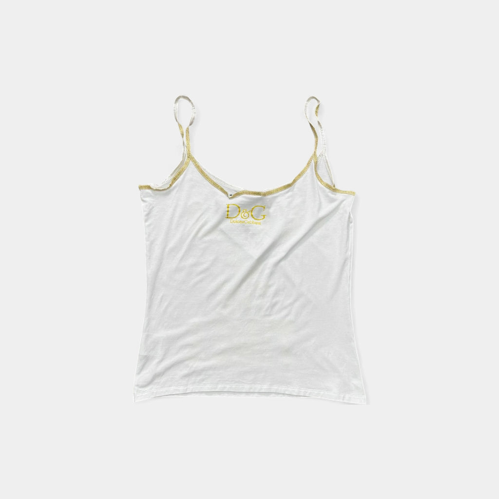 Dolce & Gabbana 2000s 'I'm Ahead of the Times' Gold Sequin Tank Top