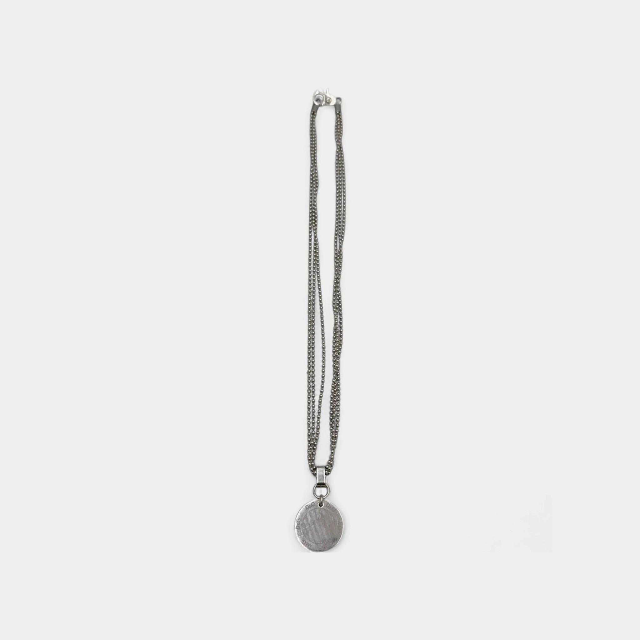 Dolce & Gabbana 2000s Silver Medallion Pendant Necklace