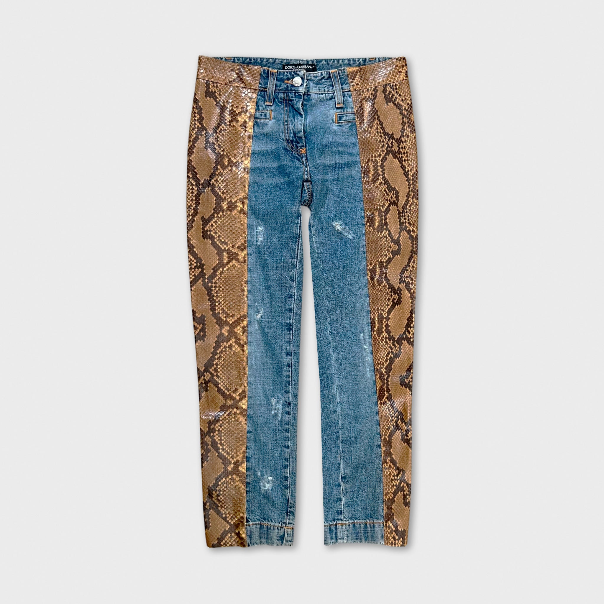 Dolce & Gabbana Geniune Python Light Blue Denim Pants