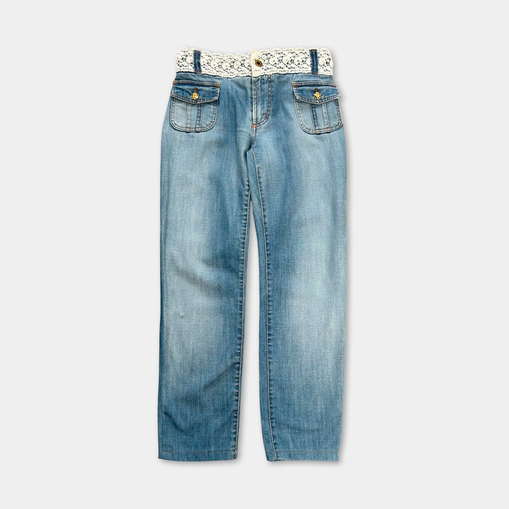 Dolce & Gabbana 2000's Crochet Detail Blue Jeans