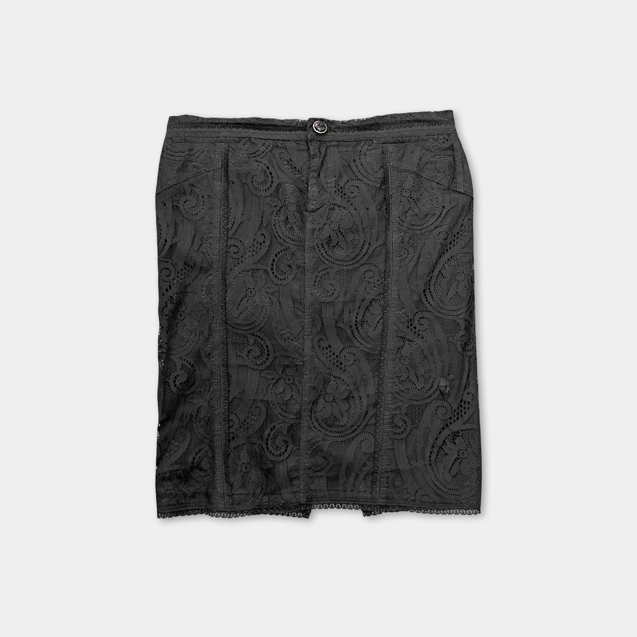 Dolce & Gabbana Black Venecian Lace Pencil Skirt