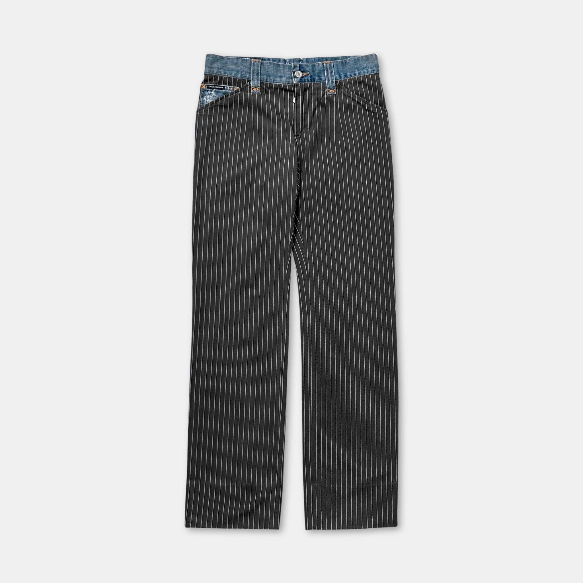Dolce & Gabbana Striped Grey Straight Leg Pants