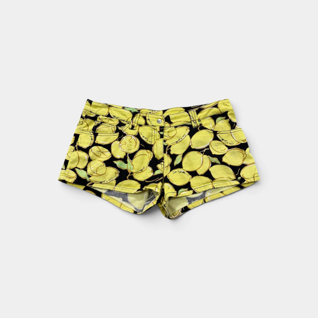 Dolce & Gabbana 2016 Lemon Print Cotton Mini Shorts Yellow