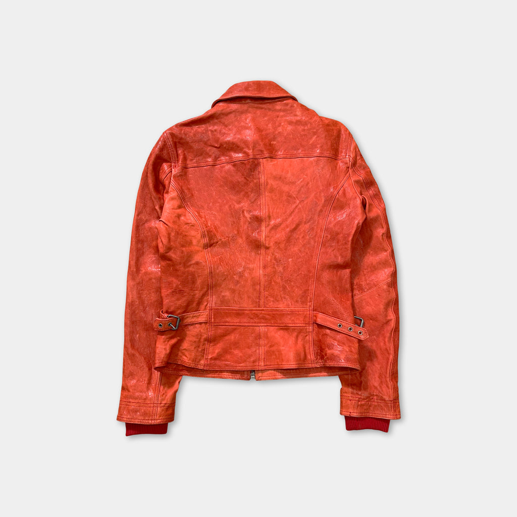 Dolce & Gabbana Biker Multizipper Red Leather Jacket