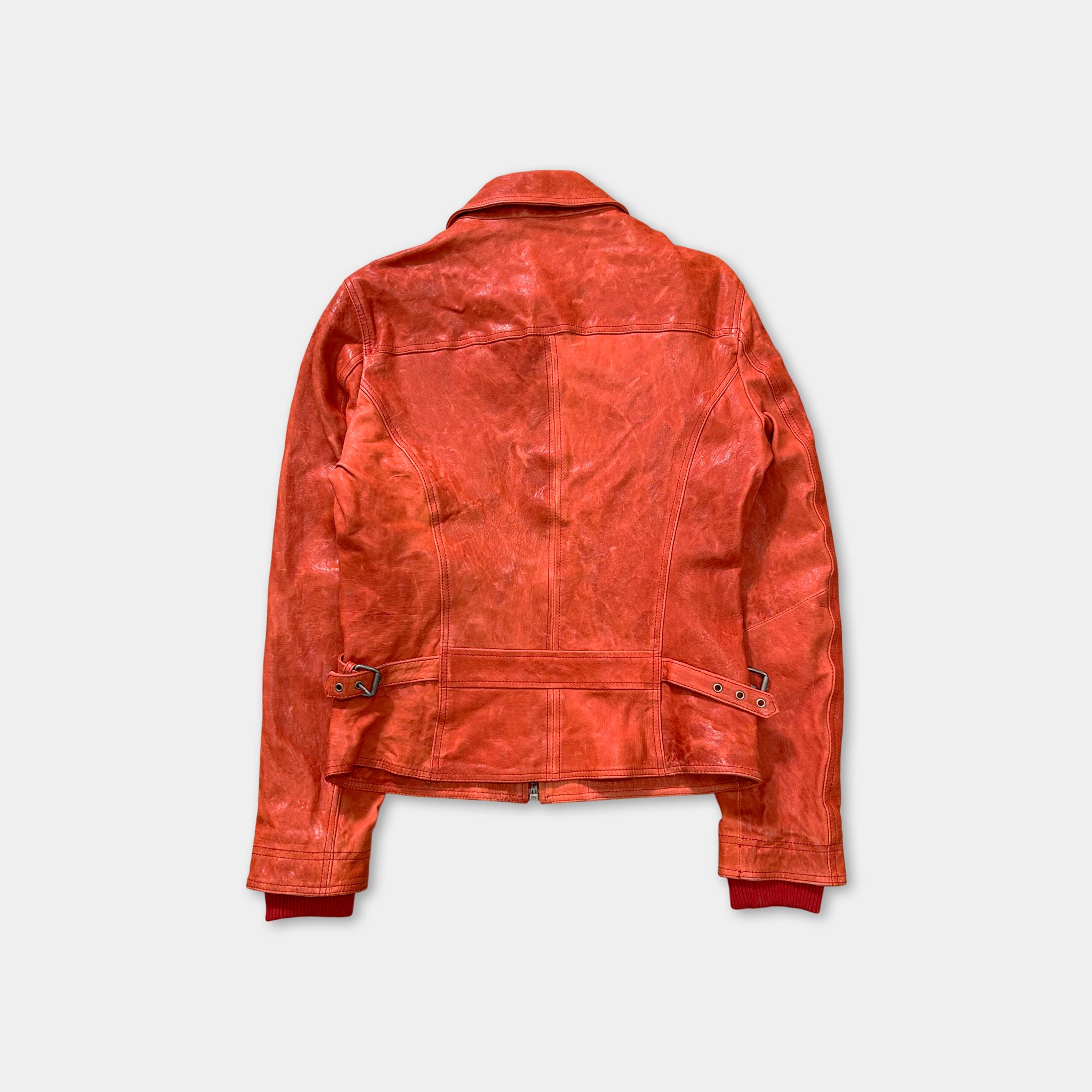 Dolce & Gabbana Biker Multizipper Red Leather Jacket