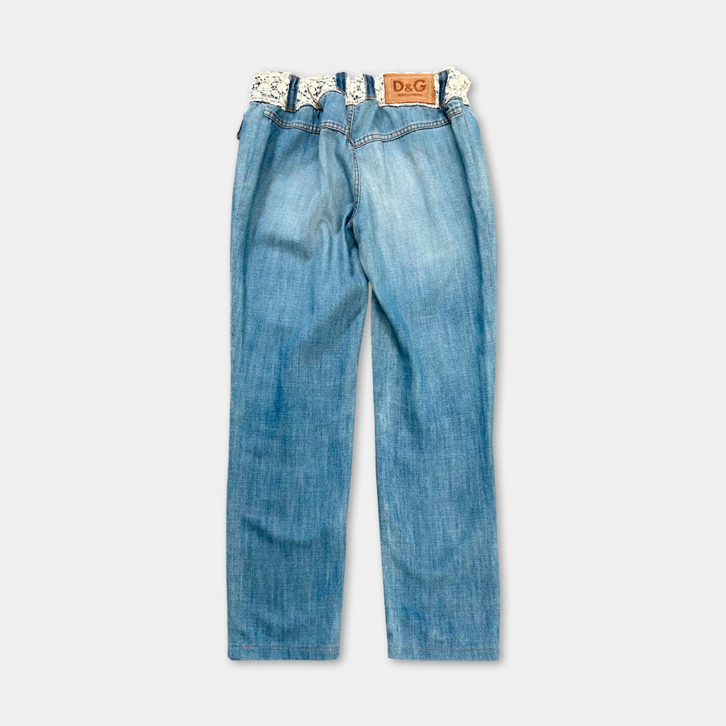 Dolce & Gabbana 2000's Crochet Detail Blue Jeans