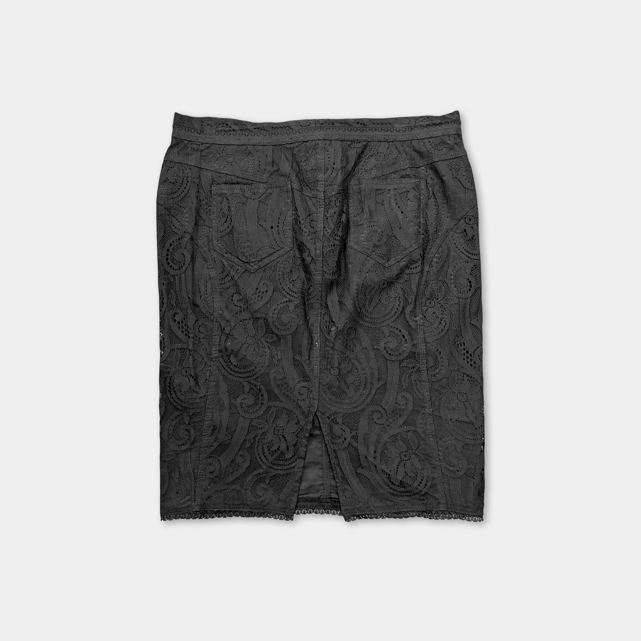 Dolce & Gabbana Black Venecian Lace Pencil Skirt
