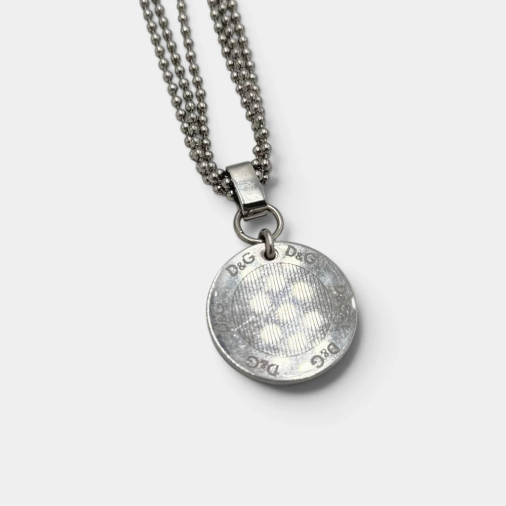 Dolce & Gabbana 2000s Silver Medallion Pendant Necklace