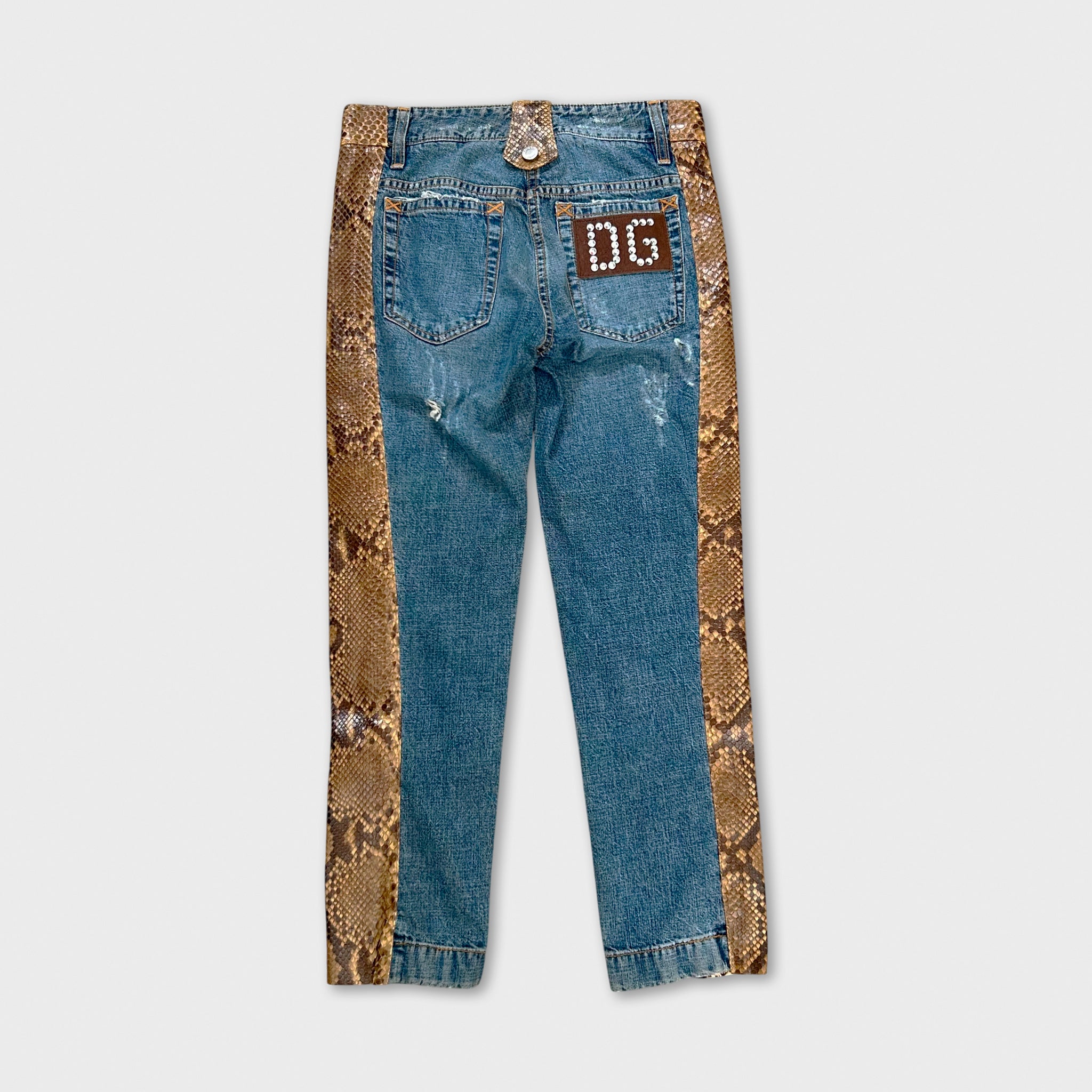 Dolce & Gabbana Geniune Python Light Blue Denim Pants