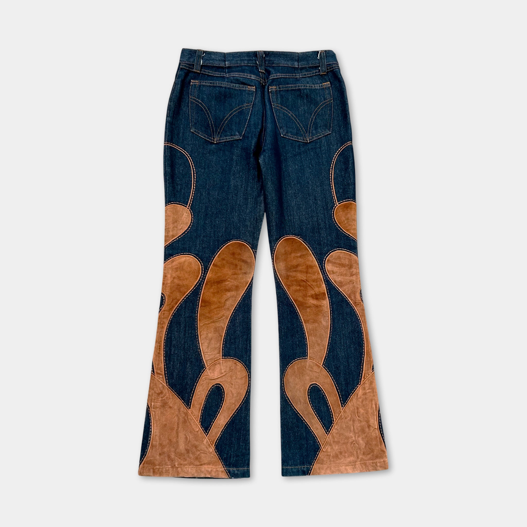 Dolce & Gabbana Vintage Cowboy Suede Patchwork Denim Pants