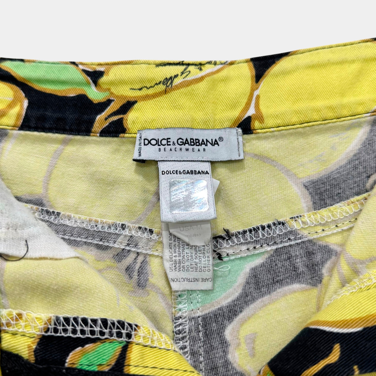 Dolce & Gabbana 2016 Lemon Print Cotton Mini Shorts Yellow