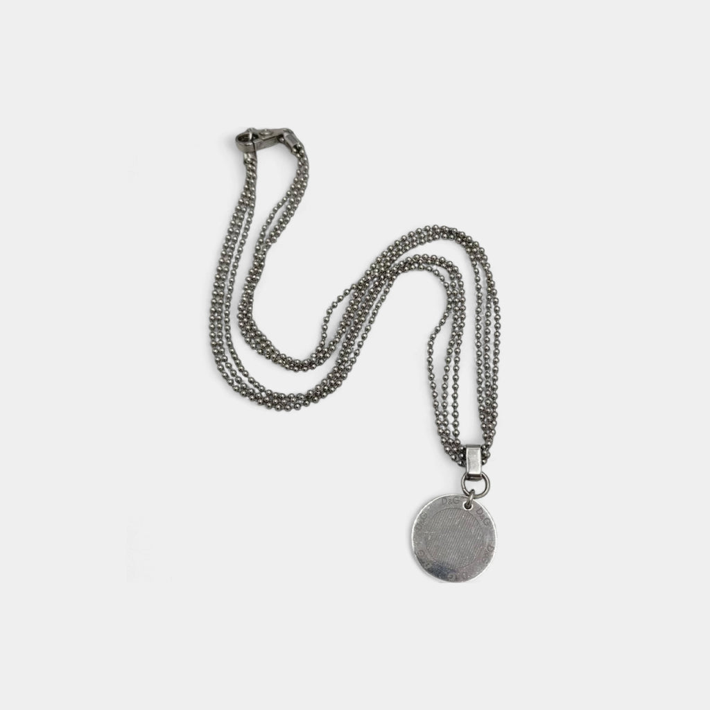 Dolce & Gabbana 2000s Silver Medallion Pendant Necklace