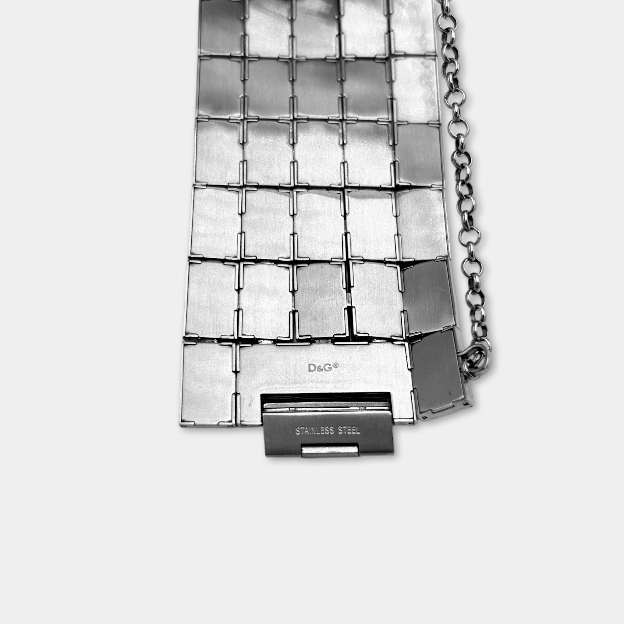 Dolce & Gabbana Stainless Steel Wide Faceted Link Cuff Bracelet