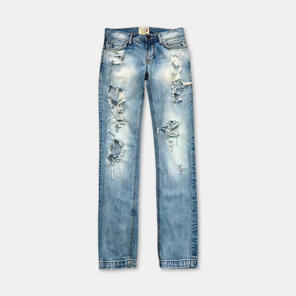 Dolce & Gabbana Straight Leg Distressed Blue Jeans