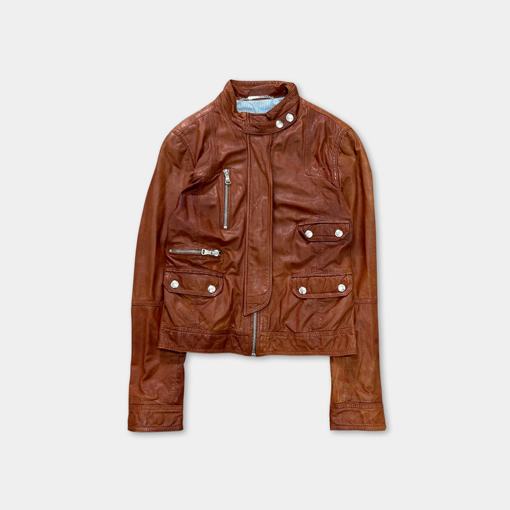 Dolce & Gabbana Multi-Pocket Lambskin Leather Biker Jacket