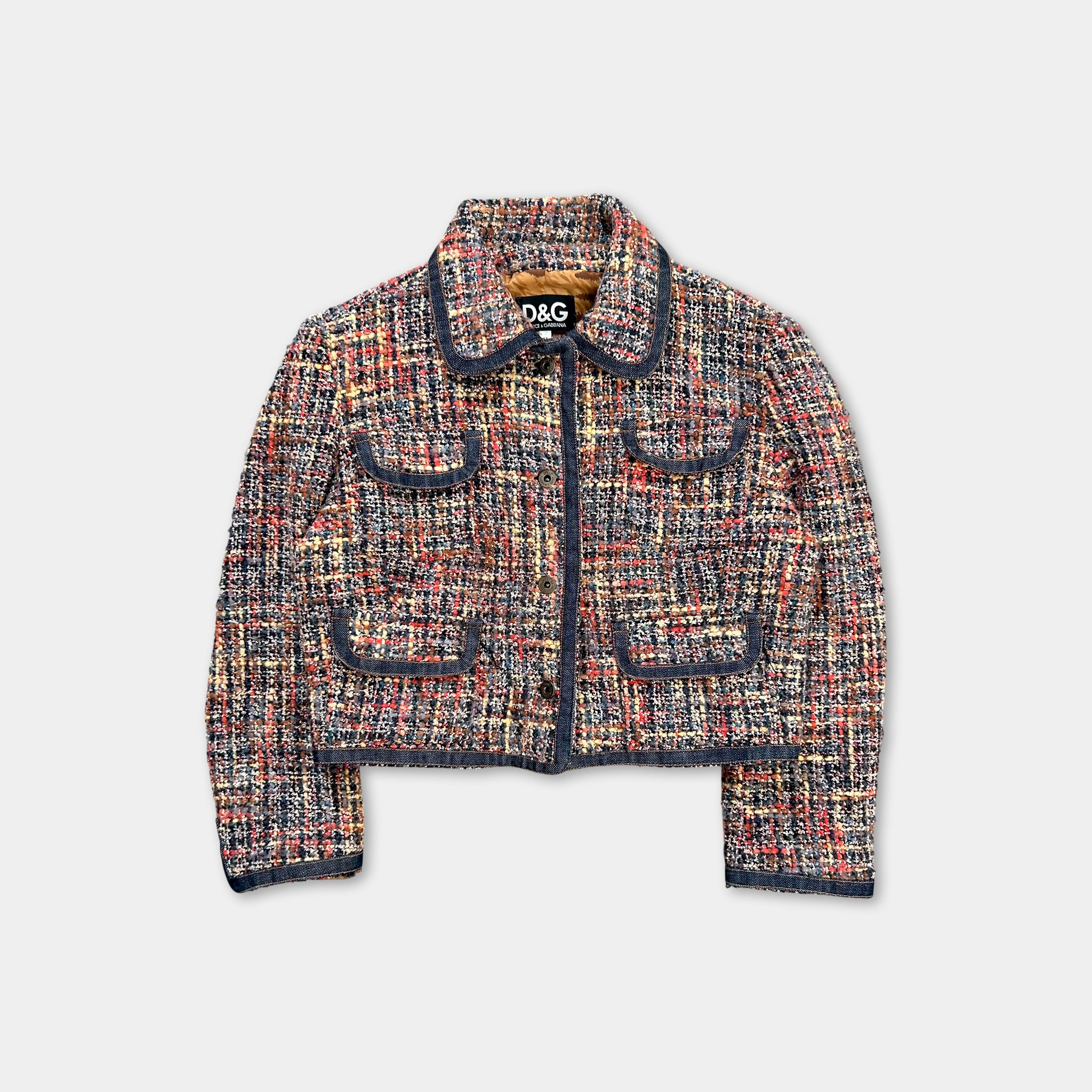 Dolce & Gabbana 2000's Tweed Dark Denim Contrast Jacket