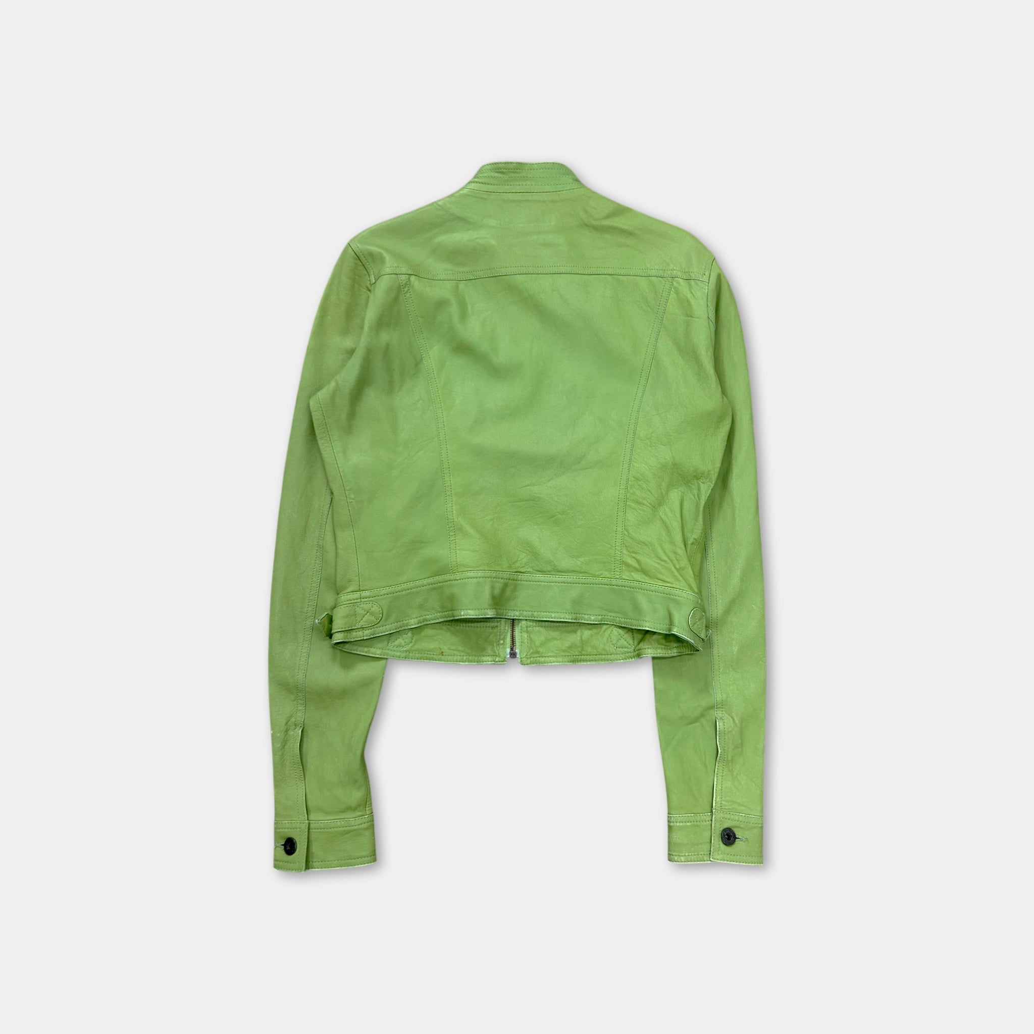 2000's Dolce & Gabbana Matcha Green Leather Jacket