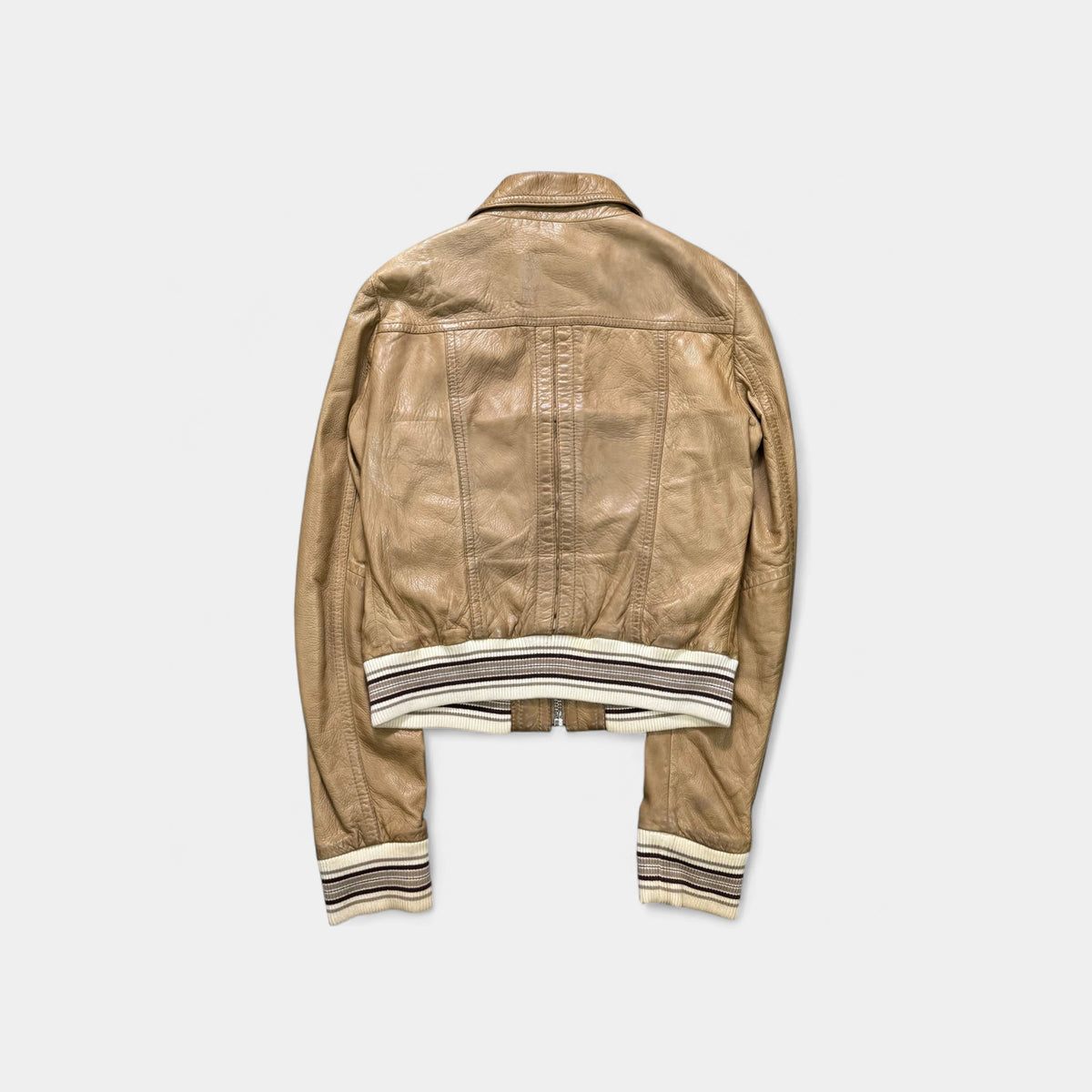Dolce & Gabbana 2000's Tan Leather Bomber Jacket