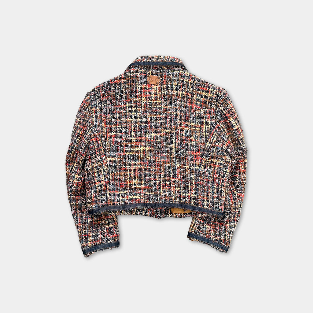 Dolce & Gabbana 2000's Tweed Dark Denim Contrast Jacket