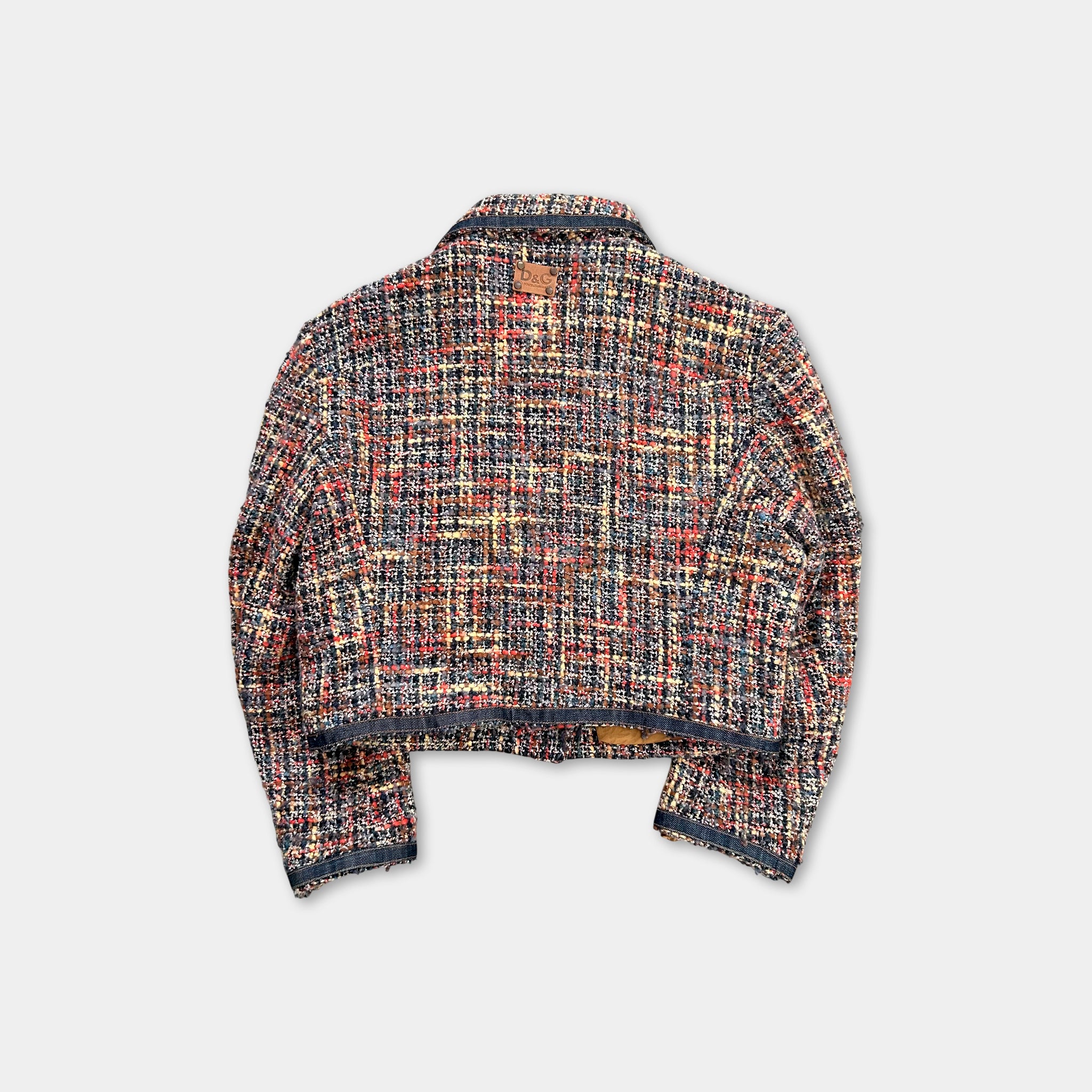 Dolce & Gabbana 2000's Tweed Dark Denim Contrast Jacket